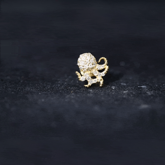 Moissanite Octopus Earring for Cartilage Piercing D-VS1 - Rosec Jewels