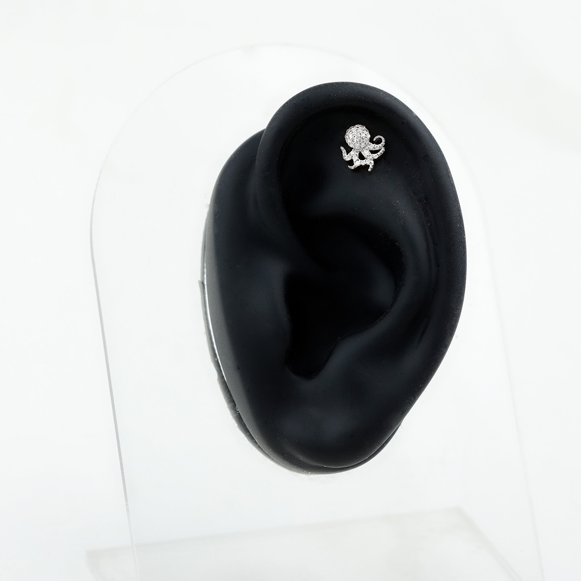Moissanite Octopus Earring for Cartilage Piercing D-VS1 - Rosec Jewels