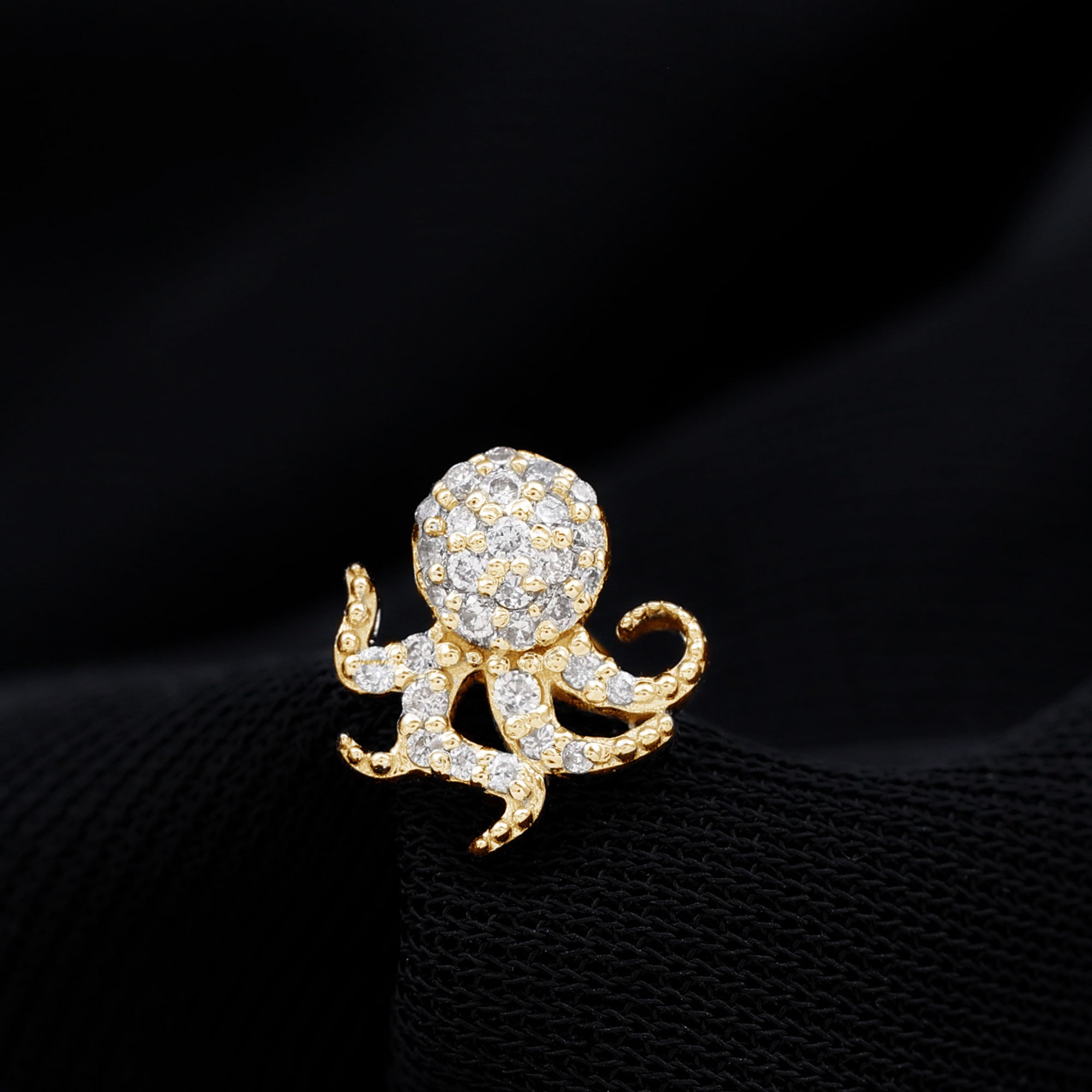 Moissanite Octopus Earring for Cartilage Piercing D-VS1 - Rosec Jewels
