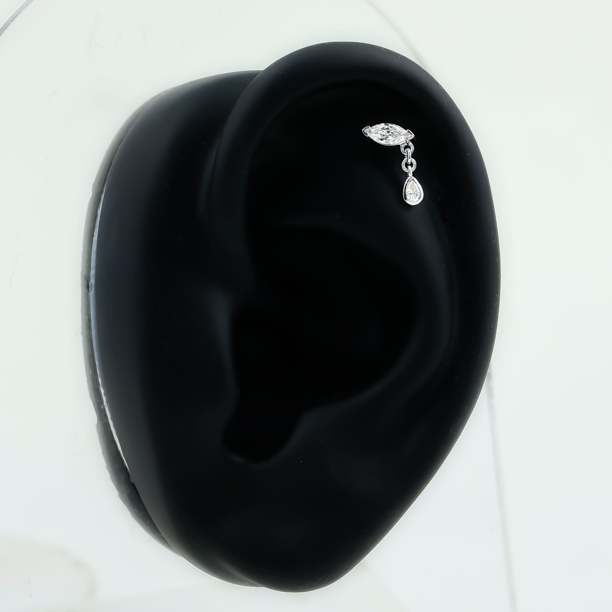 Marquise Moissanite Dangle Cartilage Earring D-VS1 - Rosec Jewels