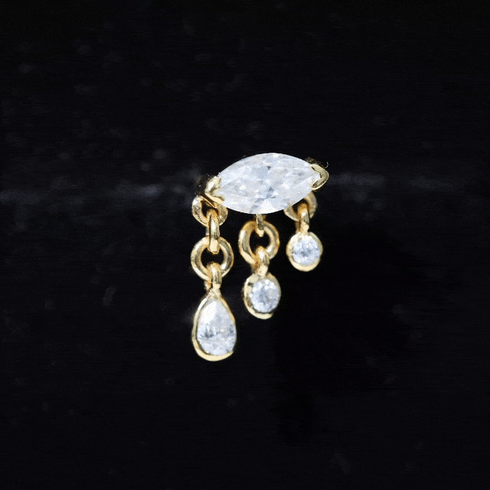 Marquise Cut Moissanite Cartilage Dangle Earring D-VS1 - Rosec Jewels