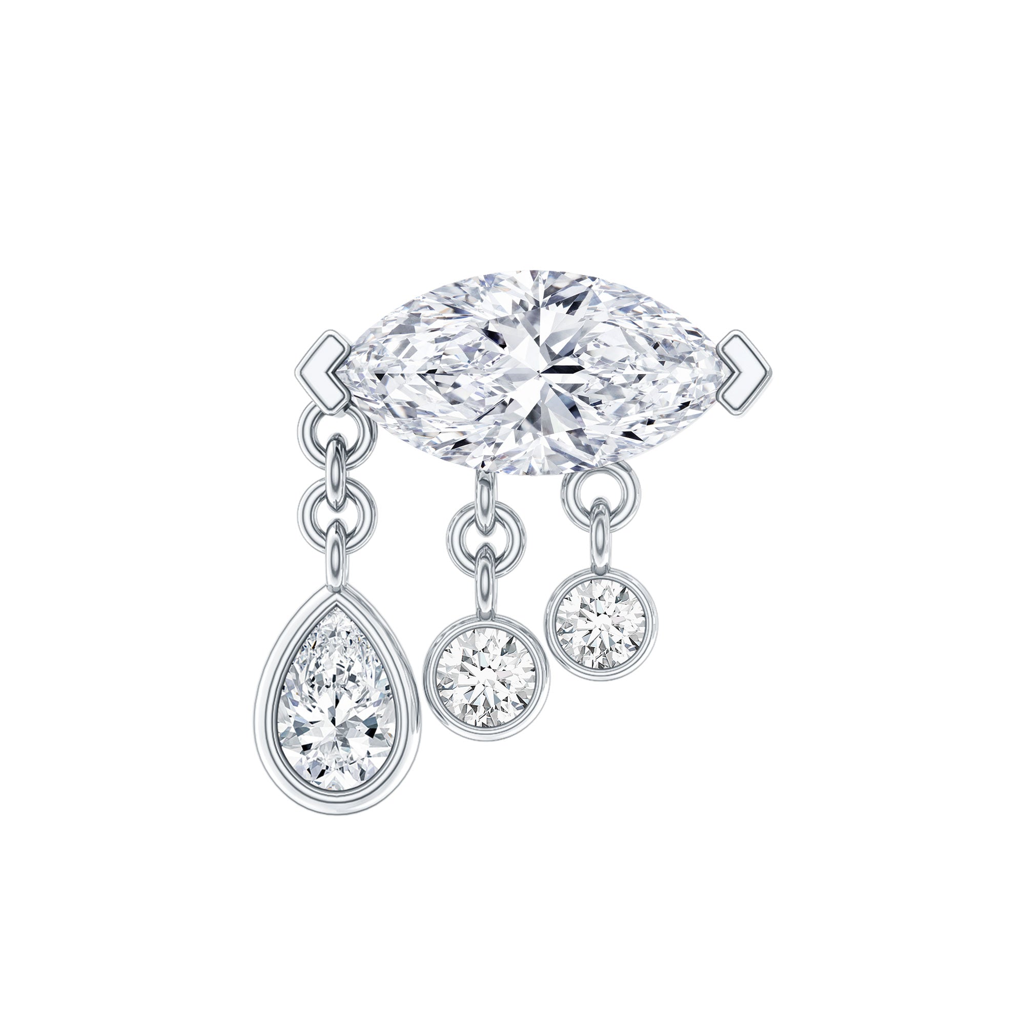 Marquise Cut Moissanite Cartilage Dangle Earring D-VS1 - Rosec Jewels
