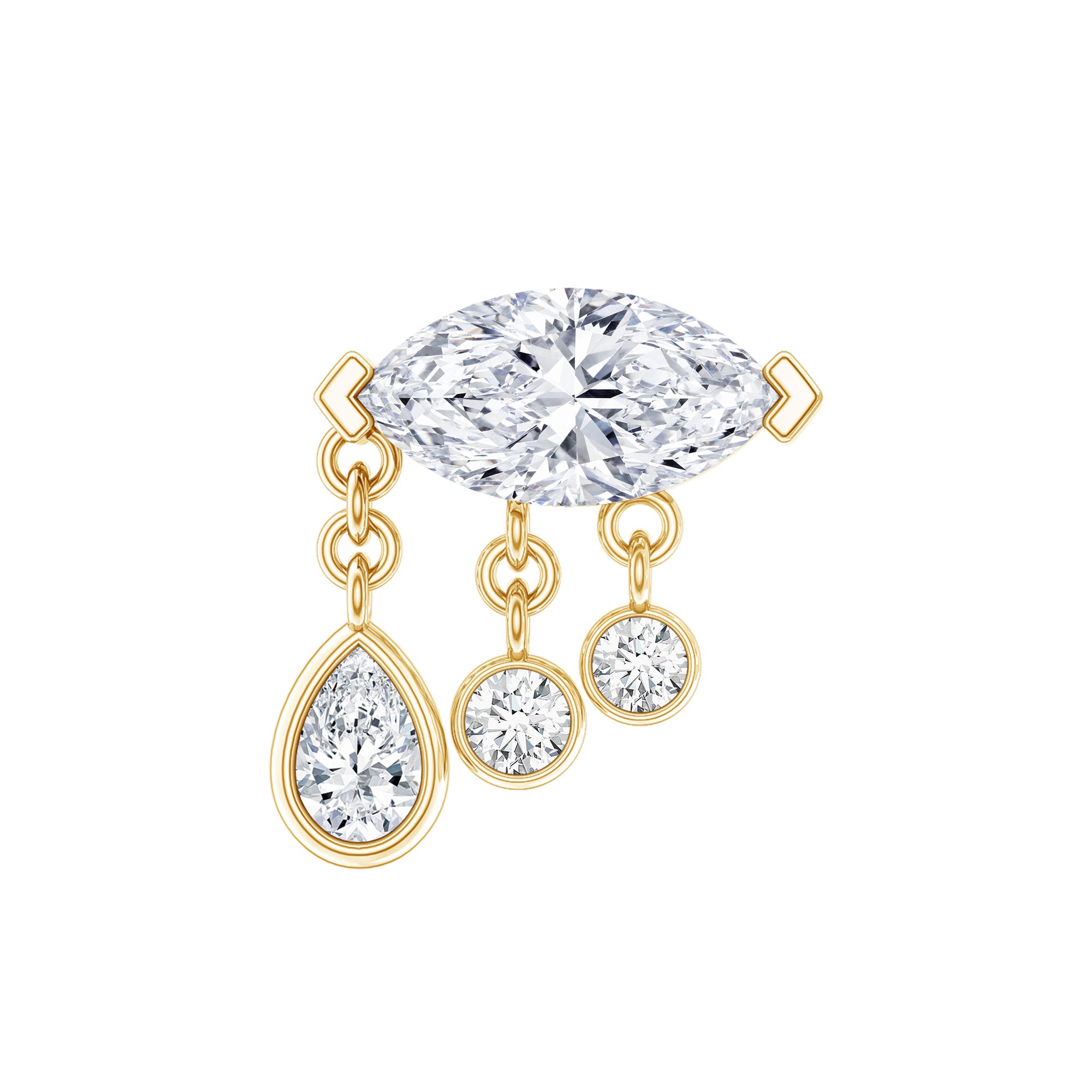 Marquise Cut Moissanite Cartilage Dangle Earring D-VS1 - Rosec Jewels