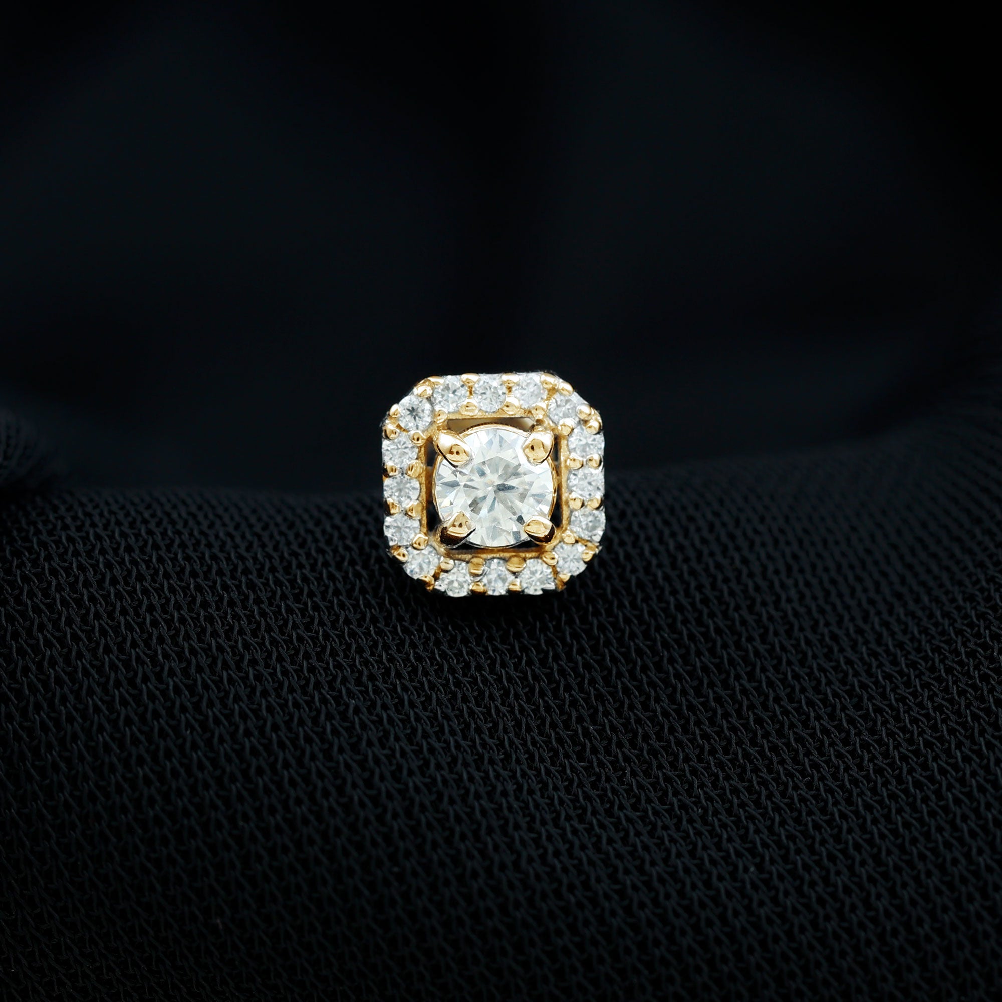 Certified Moissanite Halo Earring for Helix Piercing D-VS1 - Rosec Jewels