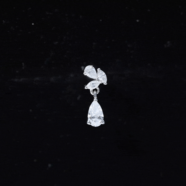 Marquise and Pear Moissanite Cluster Drop Cartilage Earring D-VS1 - Rosec Jewels