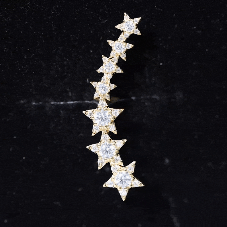 Certified Moissanite Star Ear Climber Earring D-VS1 - Rosec Jewels
