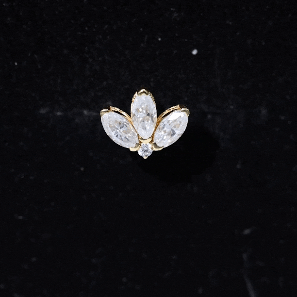 Certified Moissanite Marquise Lotus Piercing Stud D-VS1 - Rosec Jewels