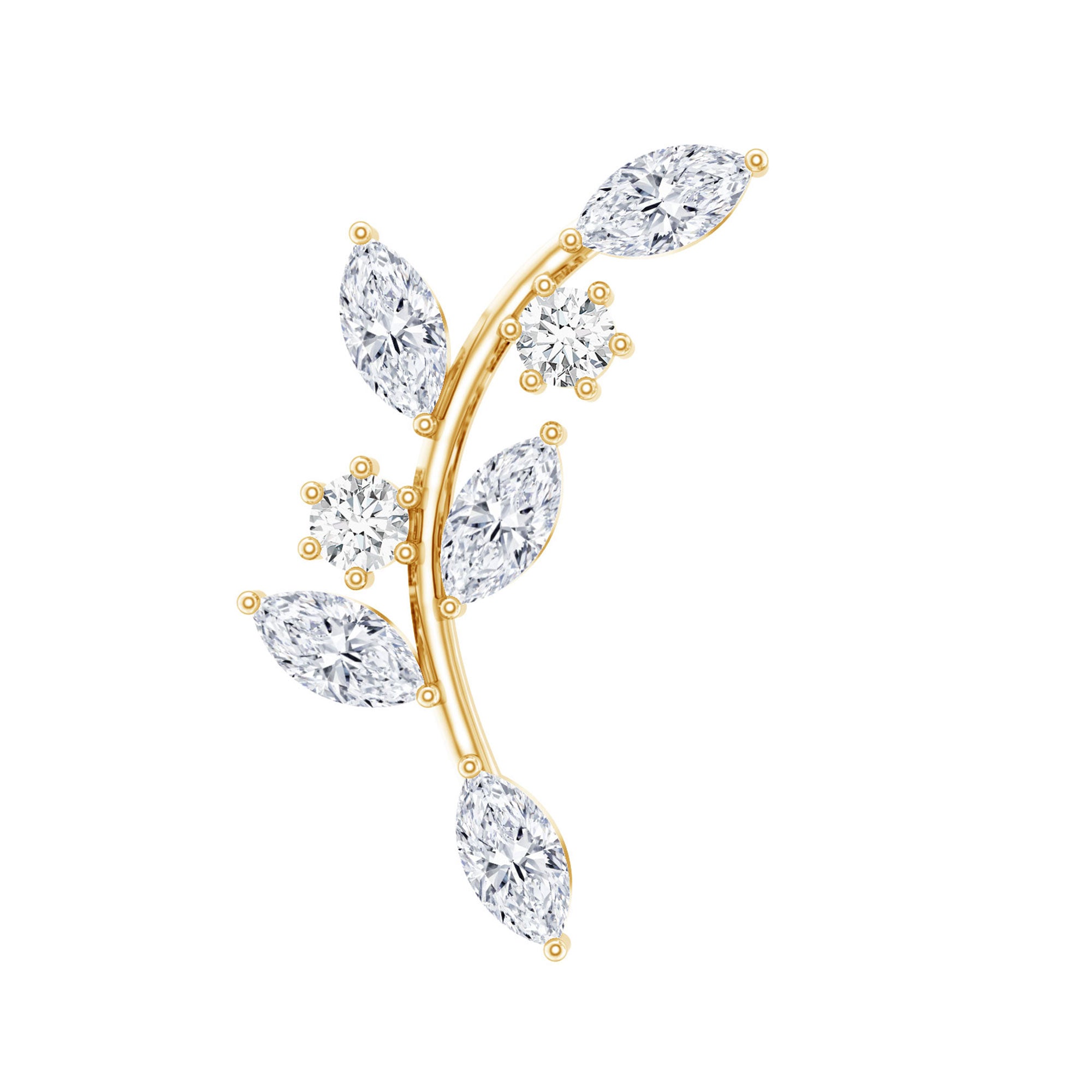 Certified Moissanite Leaf Climber Earring for Helix Piercing D-VS1 - Rosec Jewels