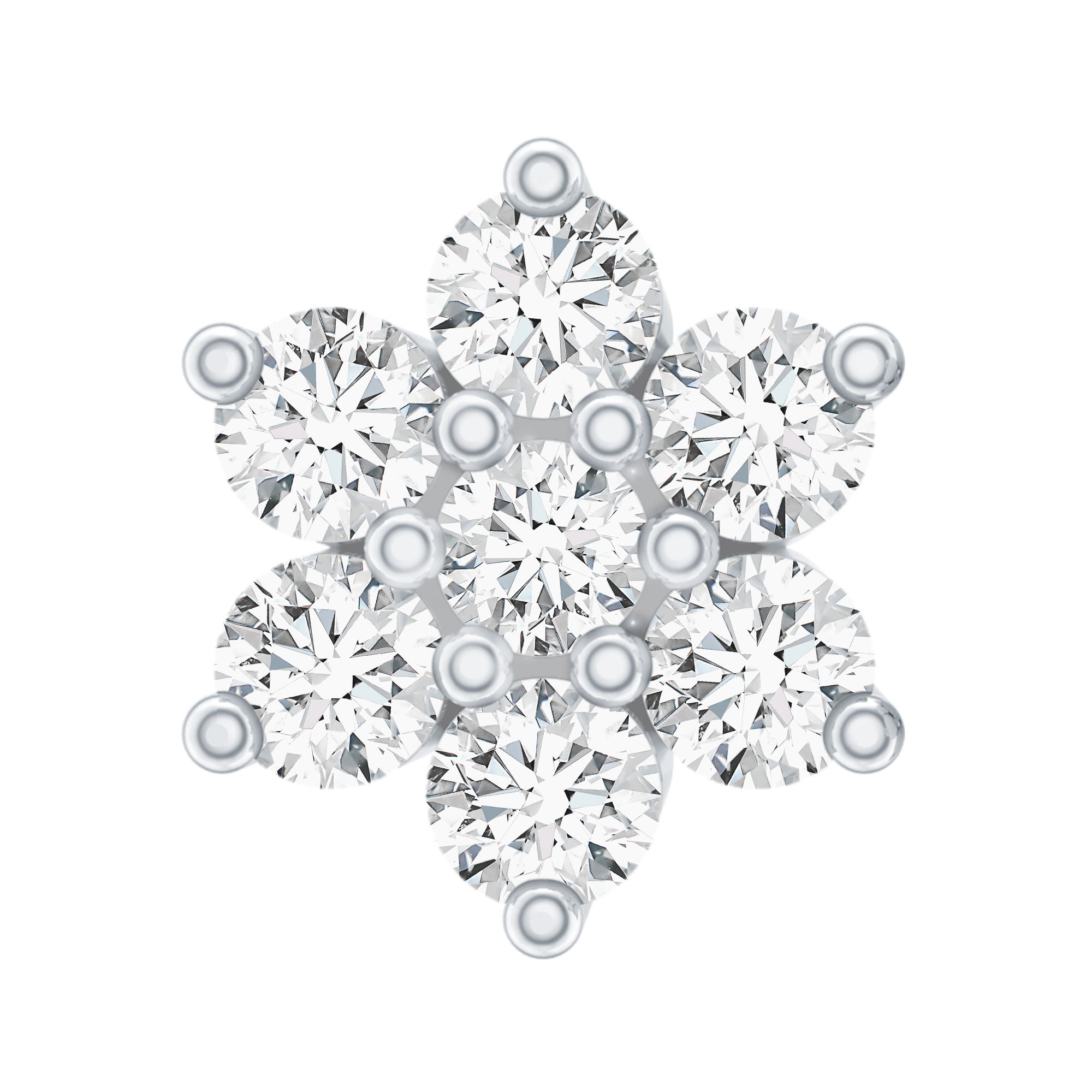Round Cut Natural Diamond Flower Nose Stud For Women Natural - ( HI-SI ) - Rosec Jewels
