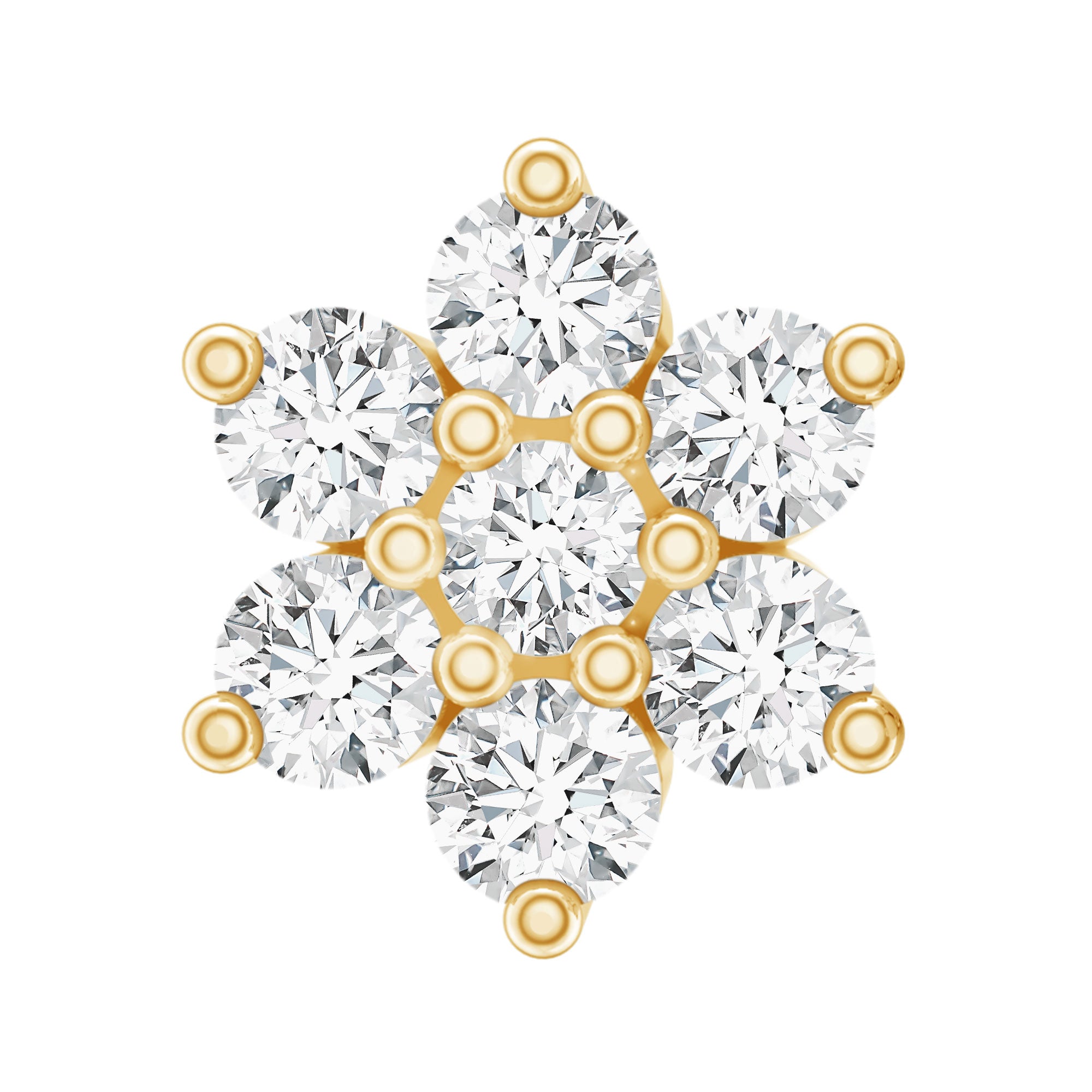 Round Cut Natural Diamond Flower Nose Stud For Women Natural - ( HI-SI ) - Rosec Jewels