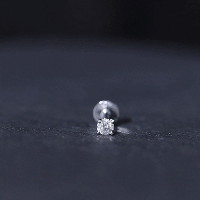 Round Shape Moissanite Solitaire Nose Pin D-VS1 - Rosec Jewels
