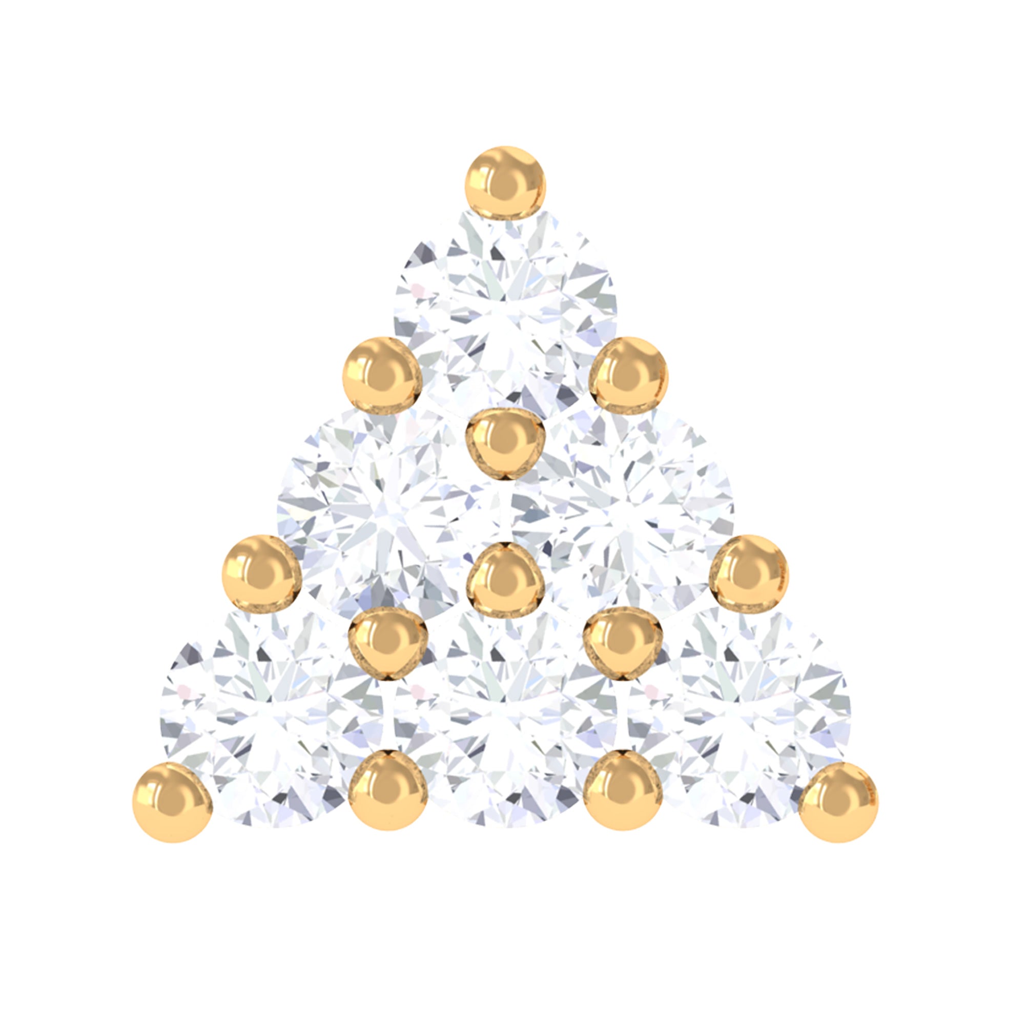 Moissanite Cluster Triangle Nose Pin