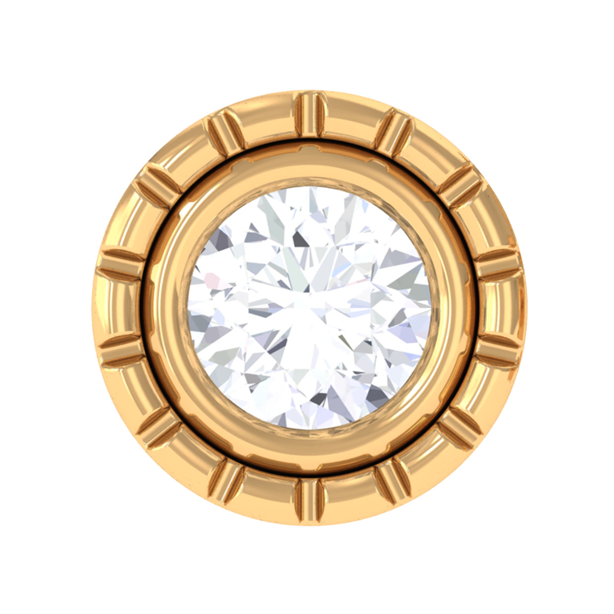Round Diamond Gold Nose Pin in Bezel Setting