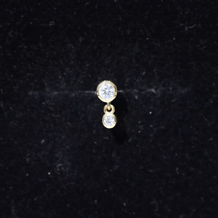 Bezel Set Round Moissanite Helix Drop Earring D-VS1 - Rosec Jewels