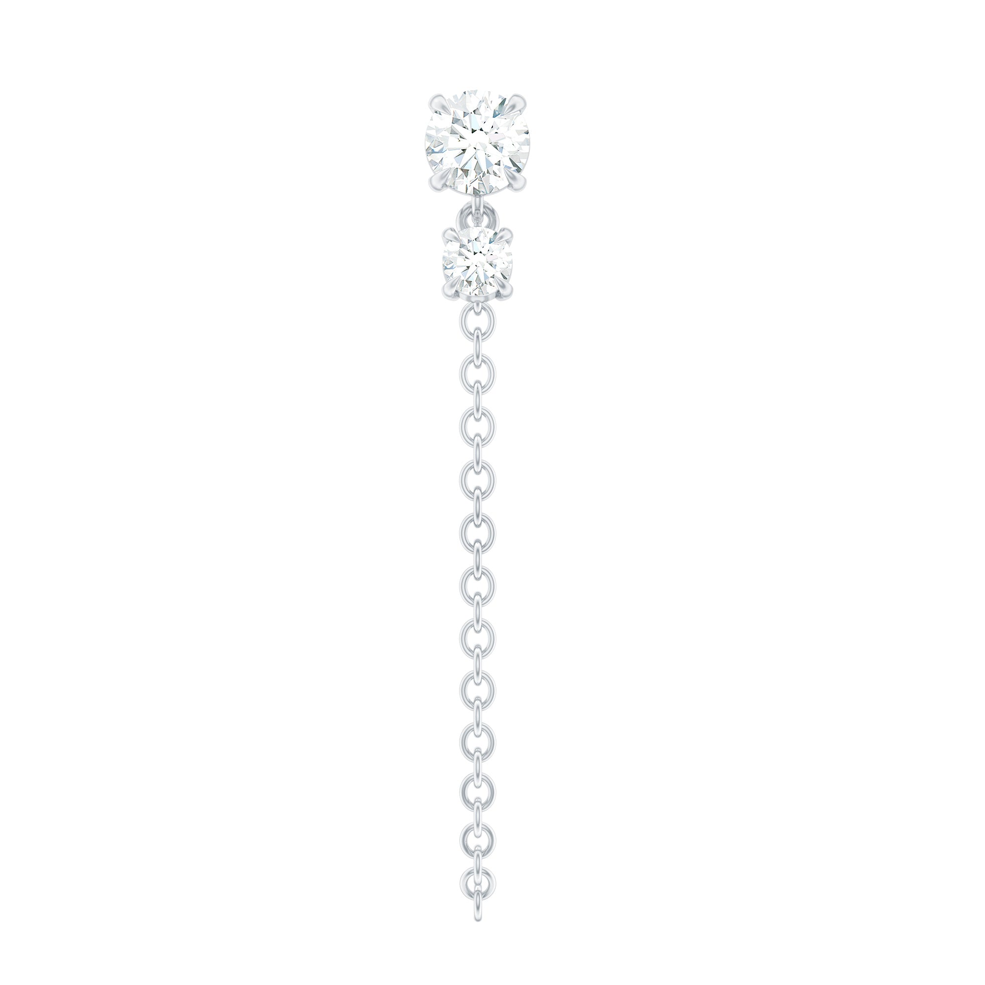 Round Moissanite Chain Drop Earring for Cartilage Piercing D-VS1 - Rosec Jewels