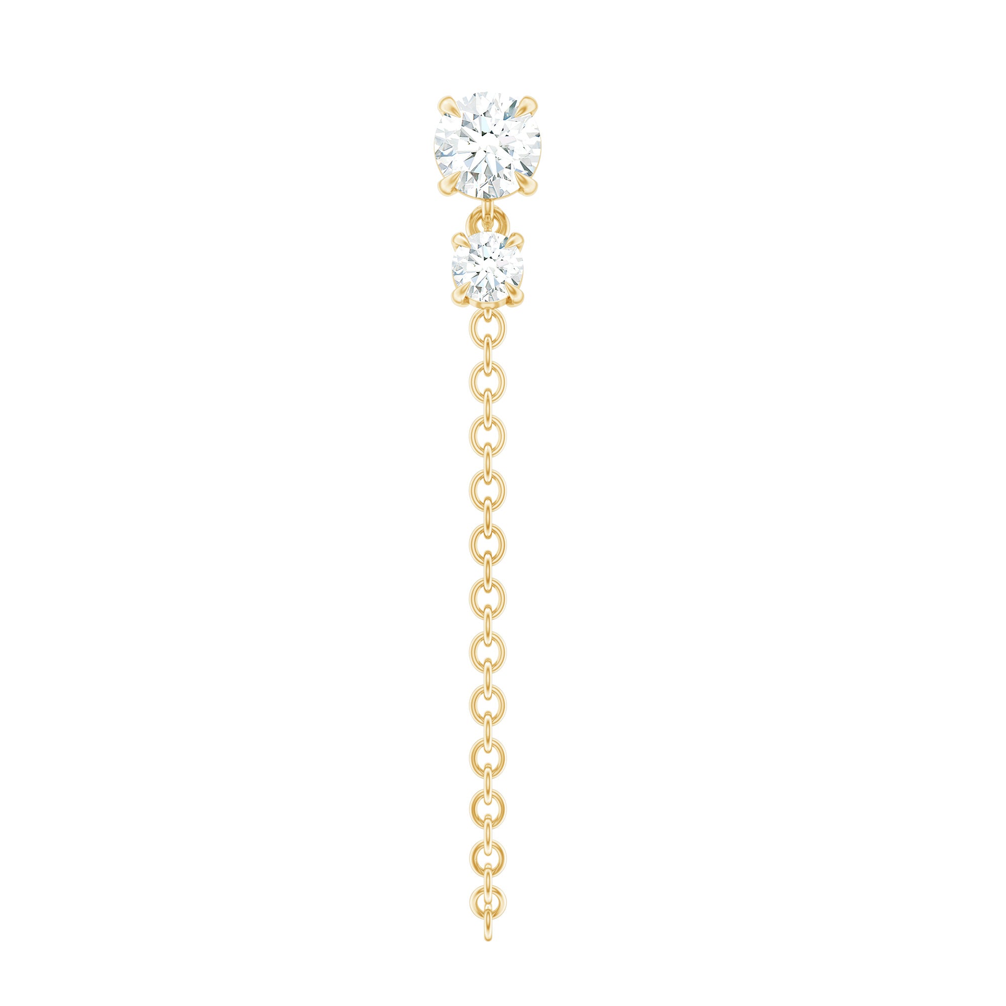 Round Moissanite Chain Drop Earring for Cartilage Piercing D-VS1 - Rosec Jewels