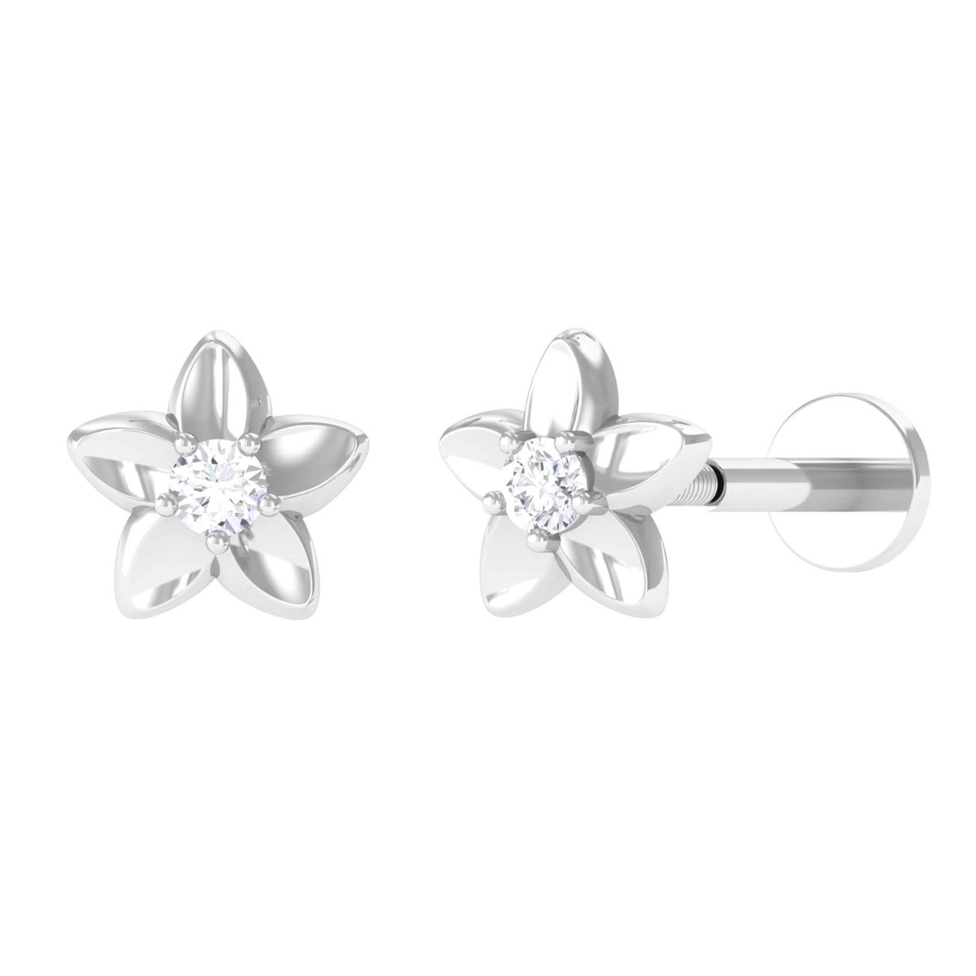 Nature Inspired Diamond Earring for Conch Piercing Natural - ( HI-SI ) - Rosec Jewels