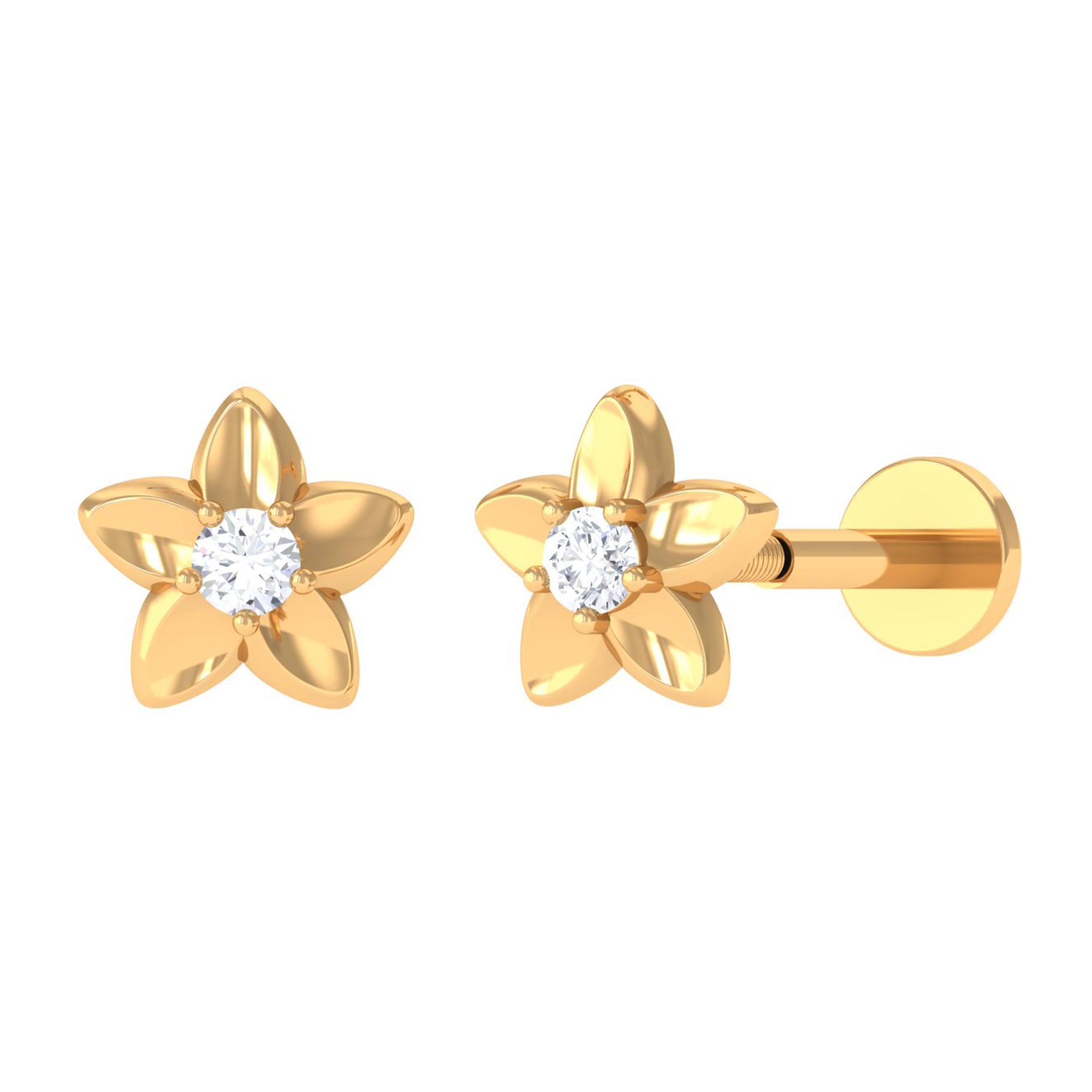 Nature Inspired Diamond Earring for Conch Piercing Natural - ( HI-SI ) - Rosec Jewels