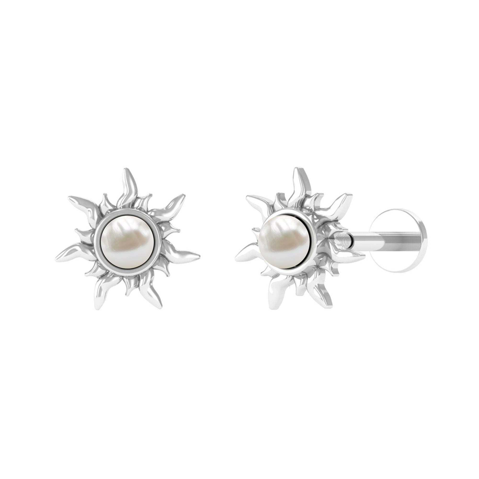 Rosec Jewels-Freshwater Pearl Solitaire Sunburst Earring