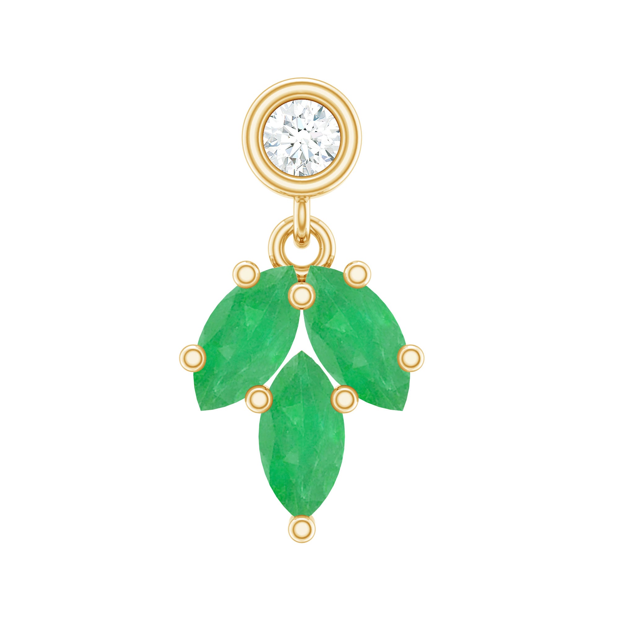 Marquise Emerald Leaf Earring for Helix Piercing AAA - Rosec Jewels