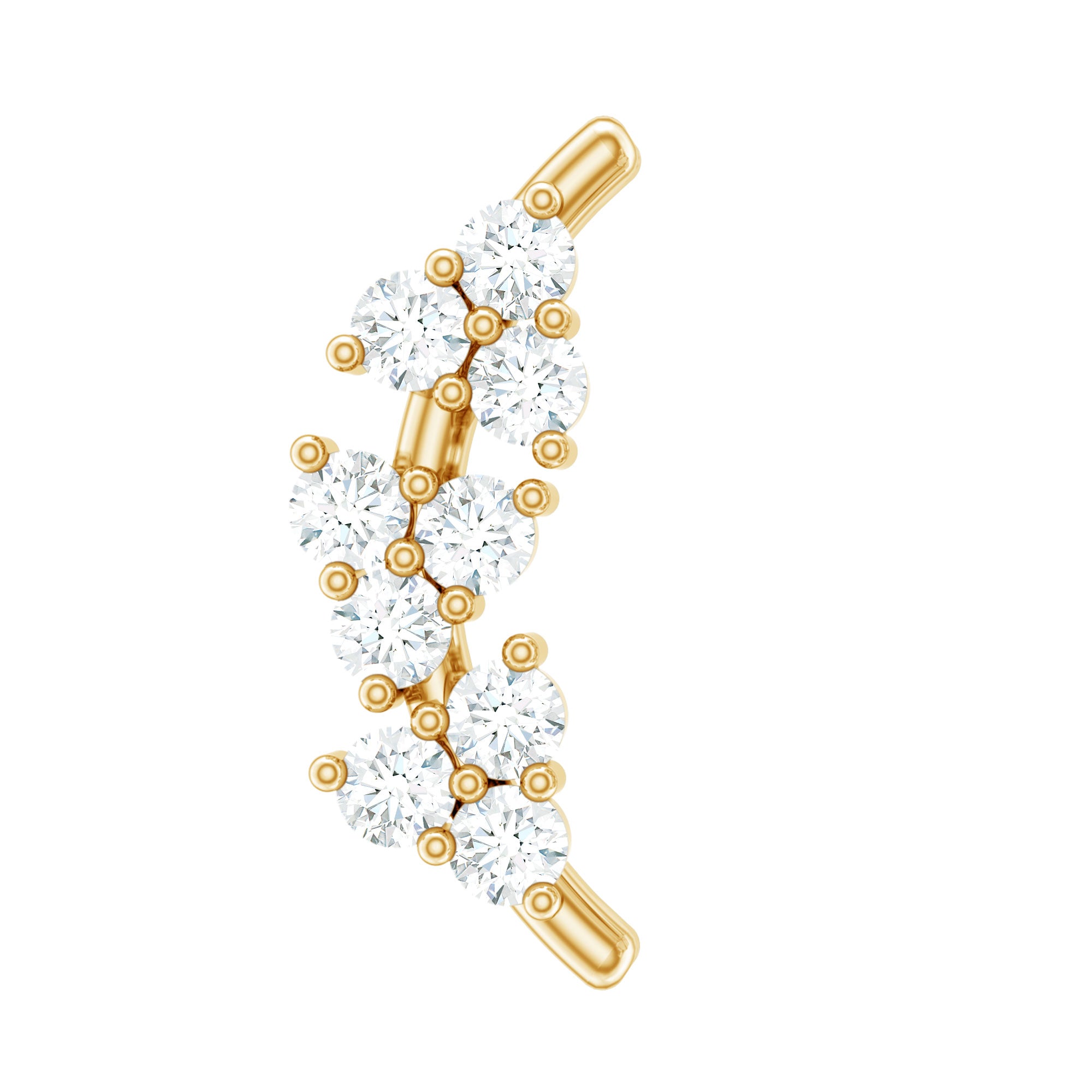 Natural Round Diamond Cluster Curved Helix Earring