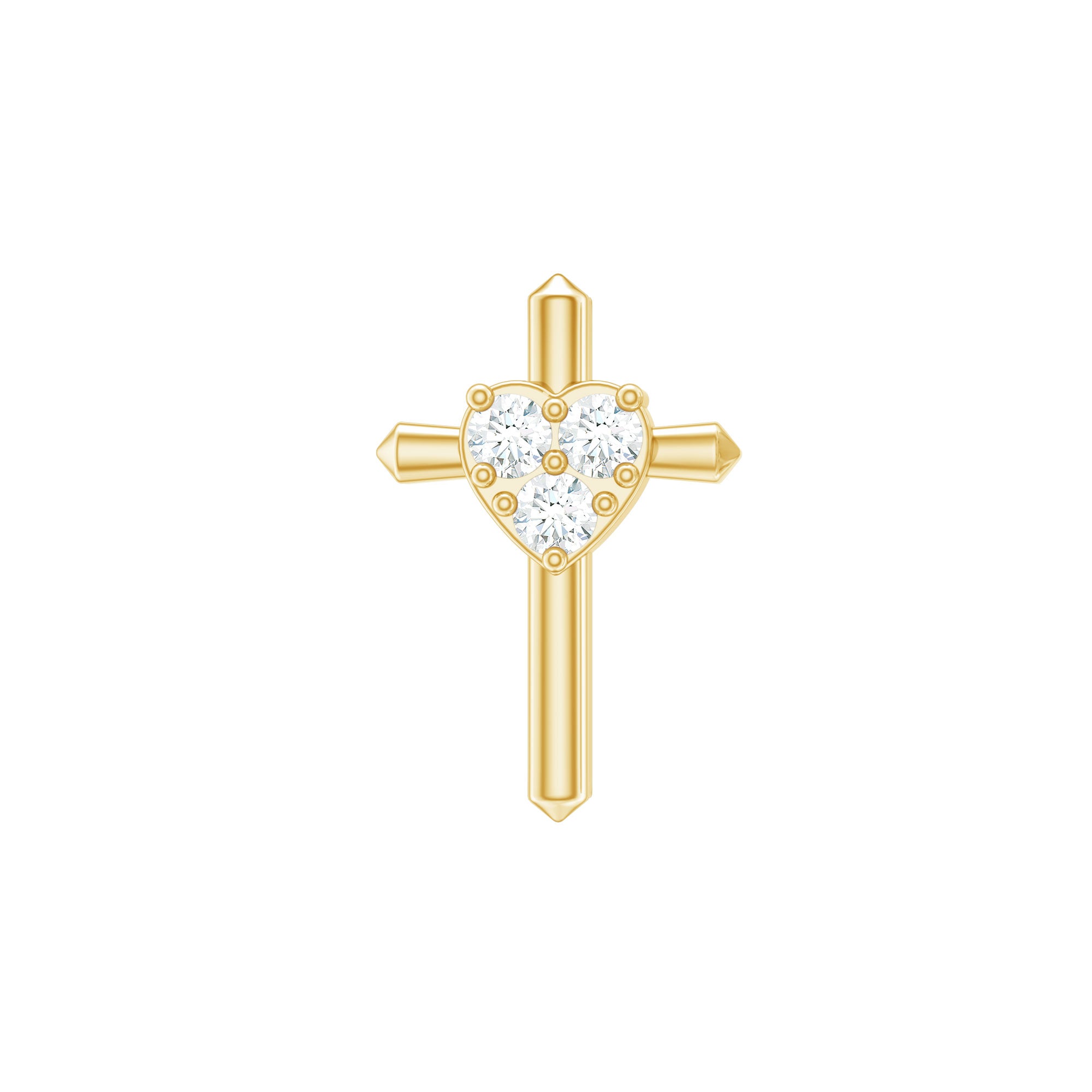 Round Natural Diamond Gold Cross Helix Earring