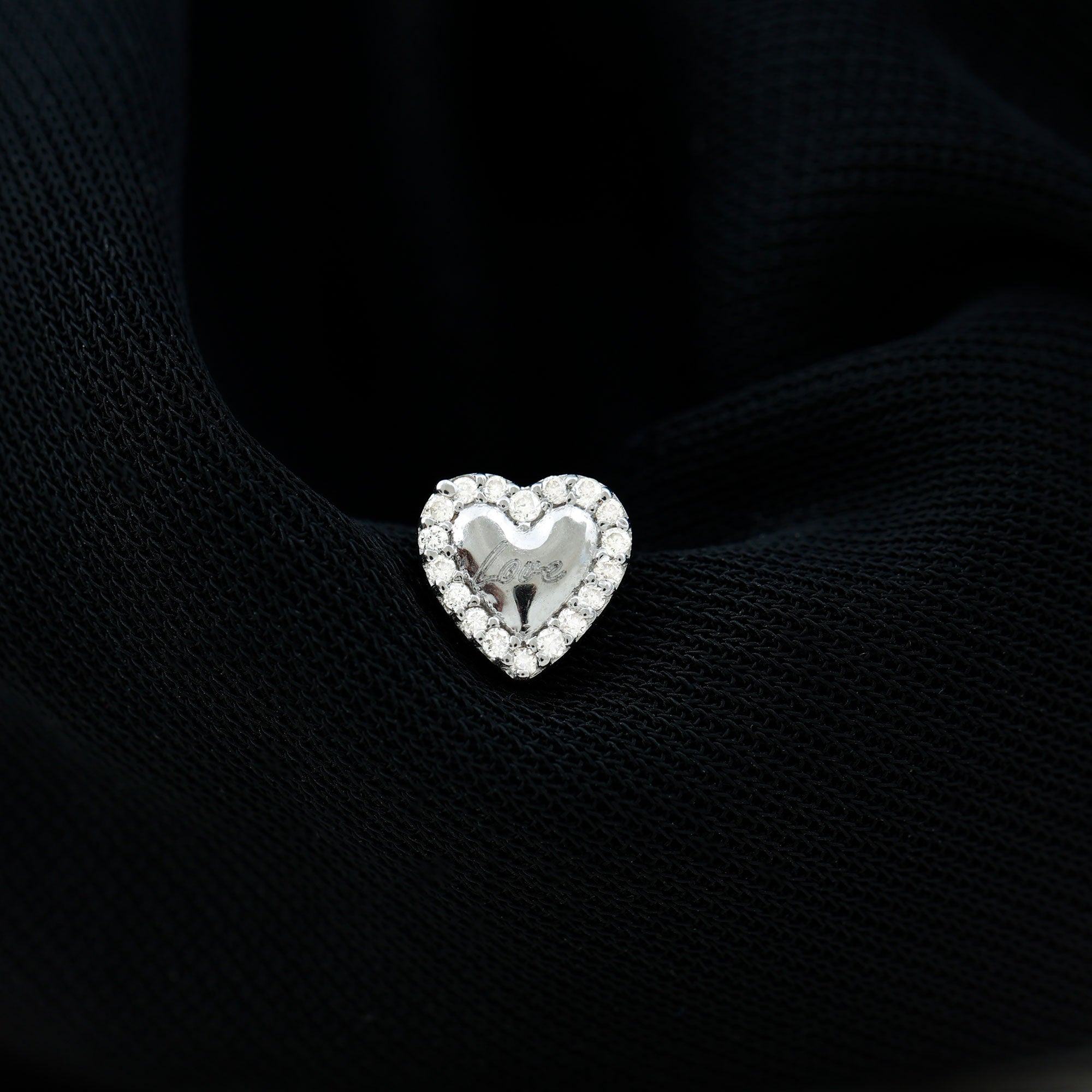 Certified Moissanite Love Heart Earring for Helix Piercing D-VS1 - Rosec Jewels