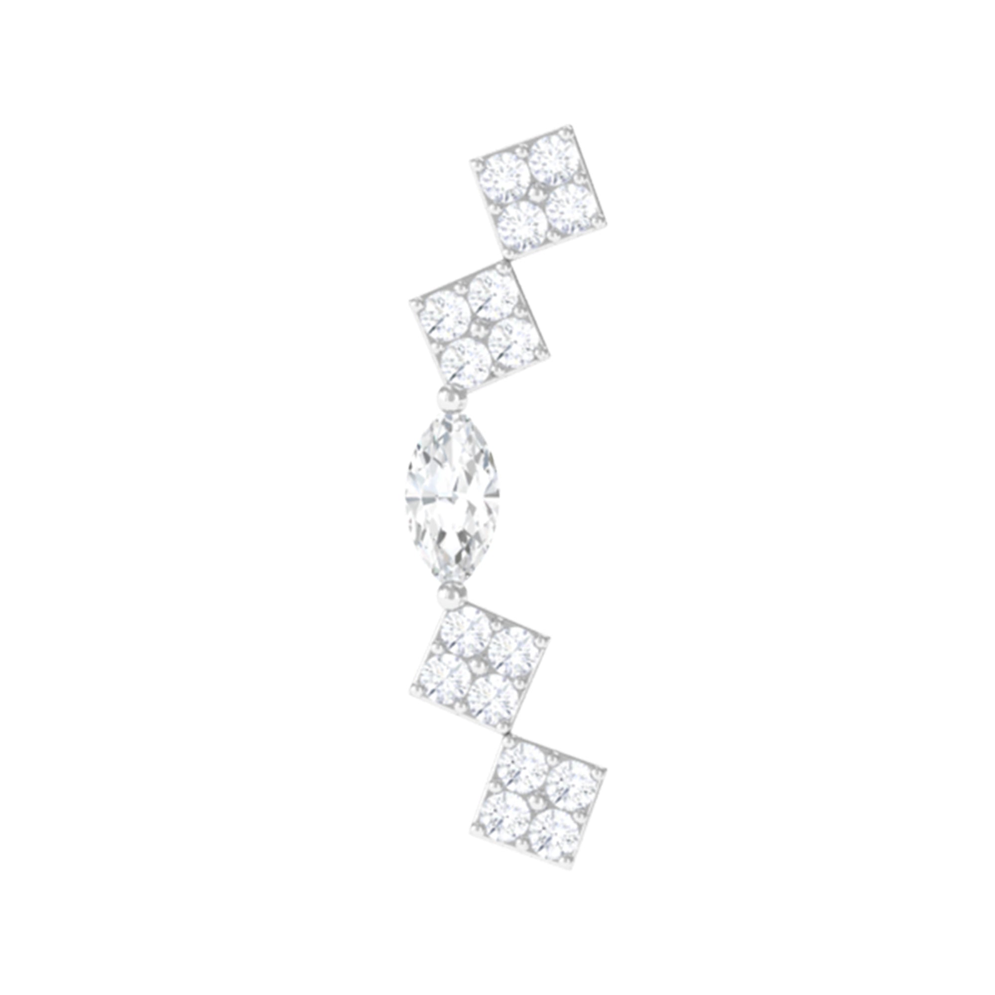 Certified Moissanite Curved Helix Piercing Earring D-VS1 - Rosec Jewels