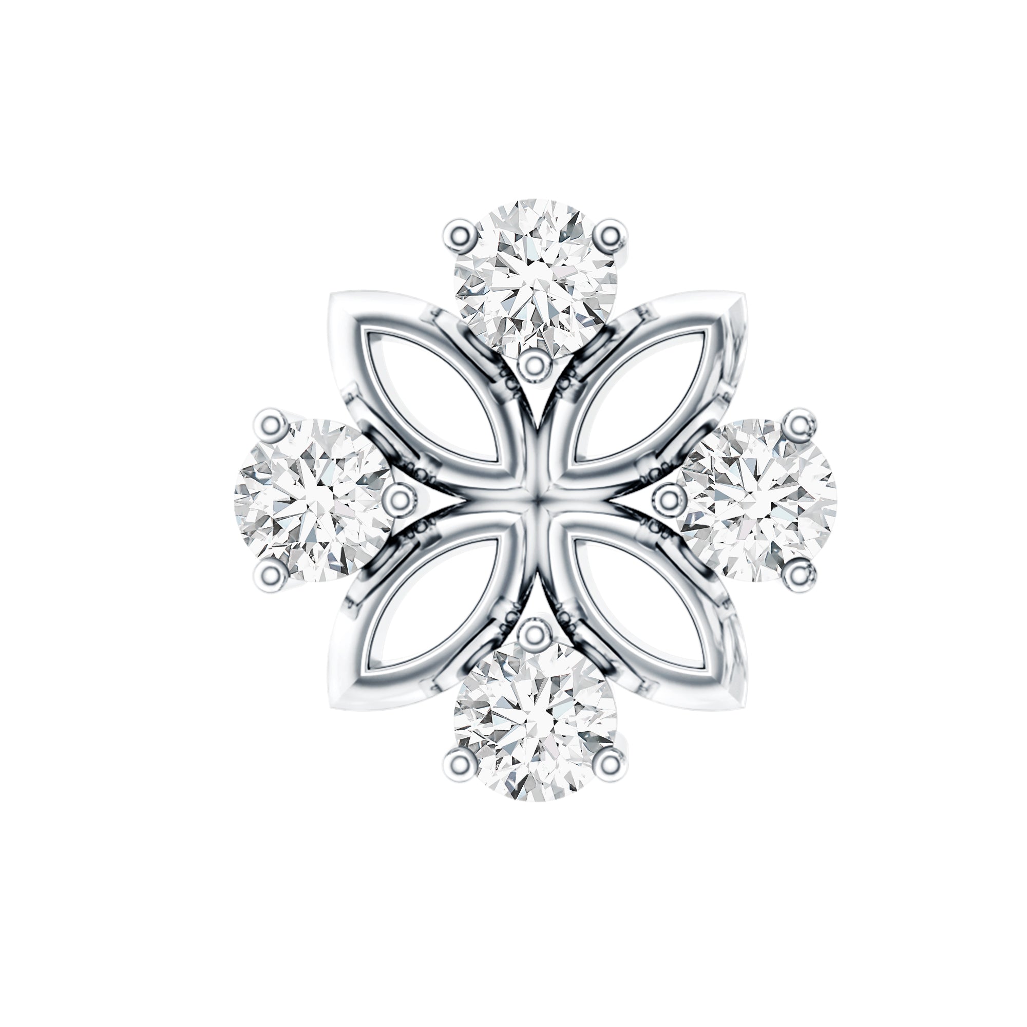 Round Moissanite Flower Earring for Cartilage Piercing D-VS1 - Rosec Jewels