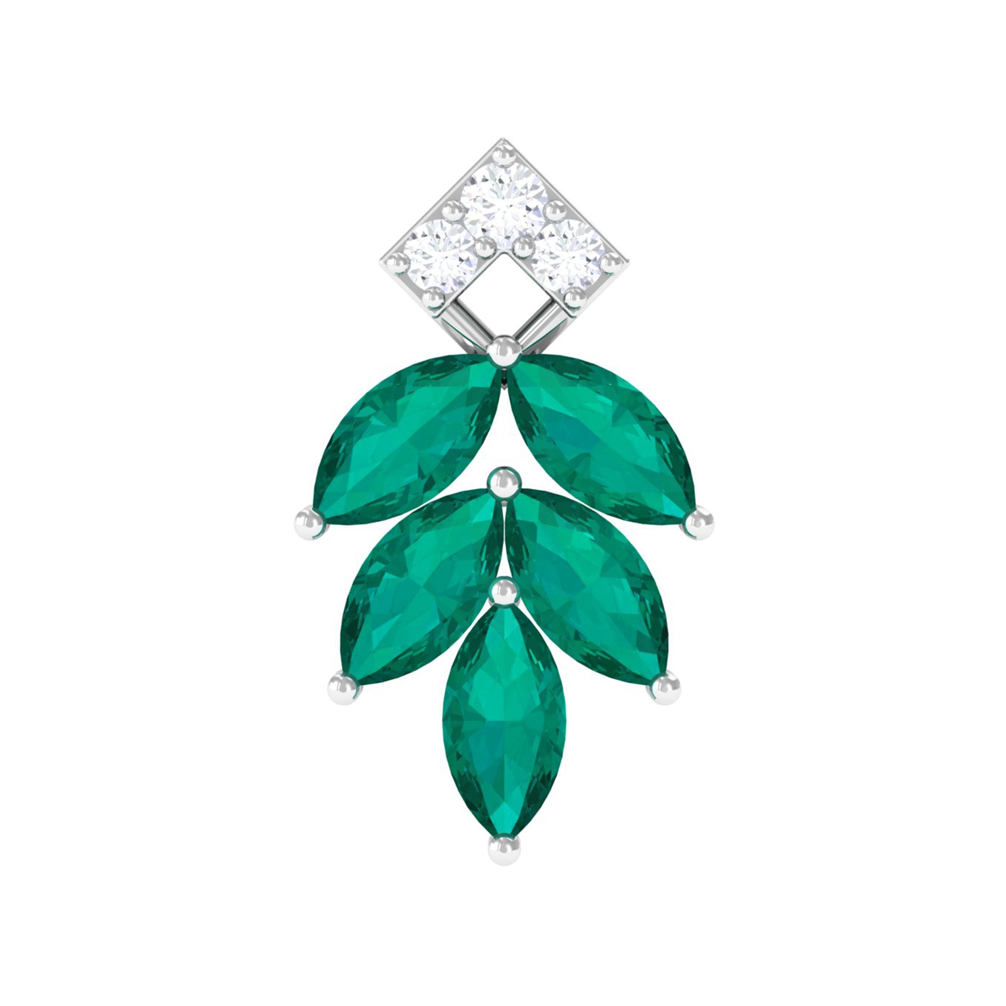 Rosec Jewels-Emerald and Diamond Leaf Cartilage Earring