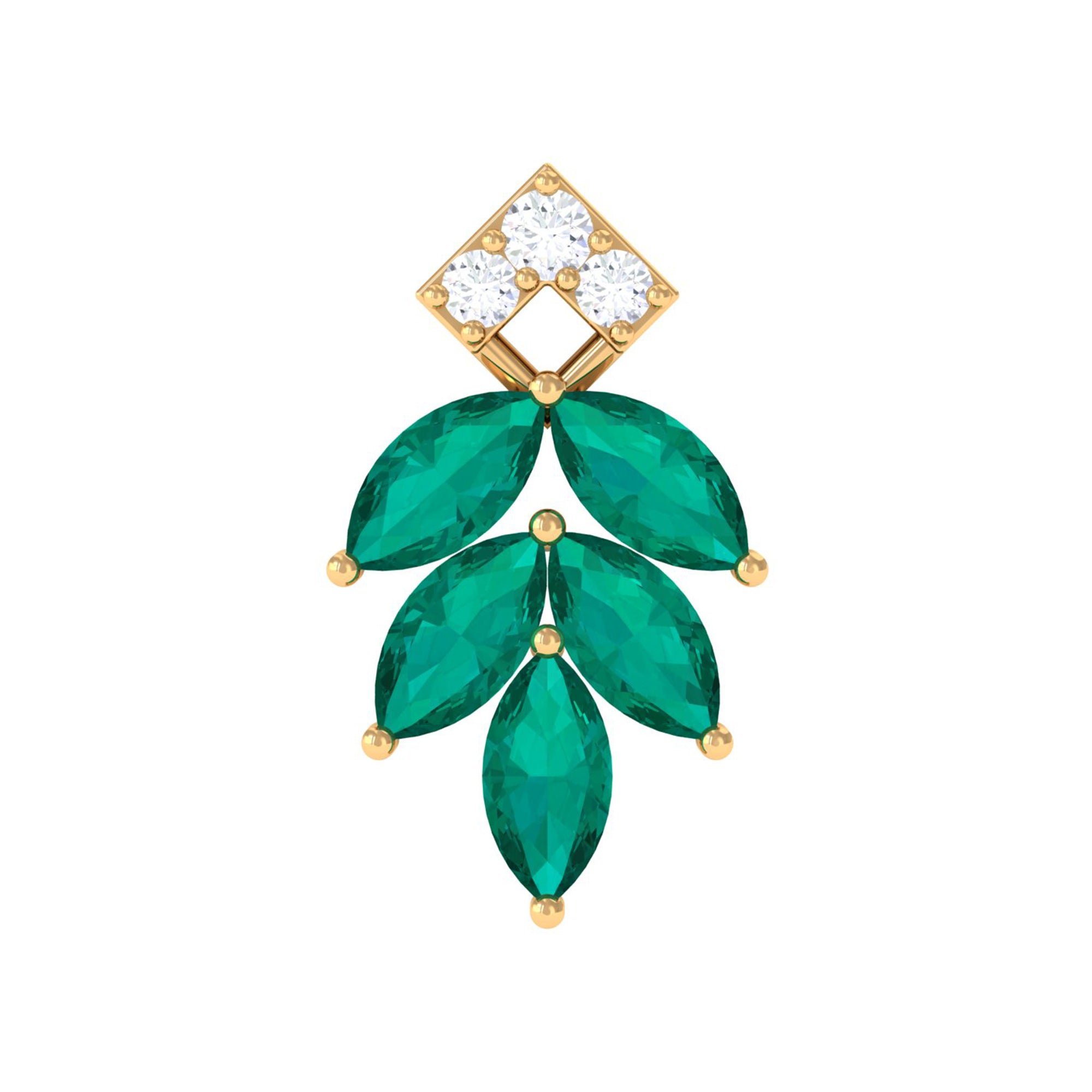 Rosec Jewels-Emerald and Diamond Leaf Cartilage Earring