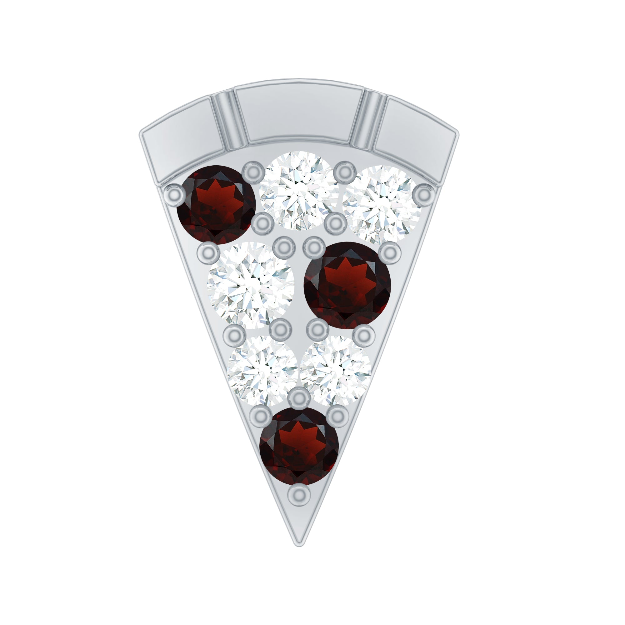 Round Cut Garnet and Diamond Pizza Slice Helix Earring AAA - Rosec Jewels