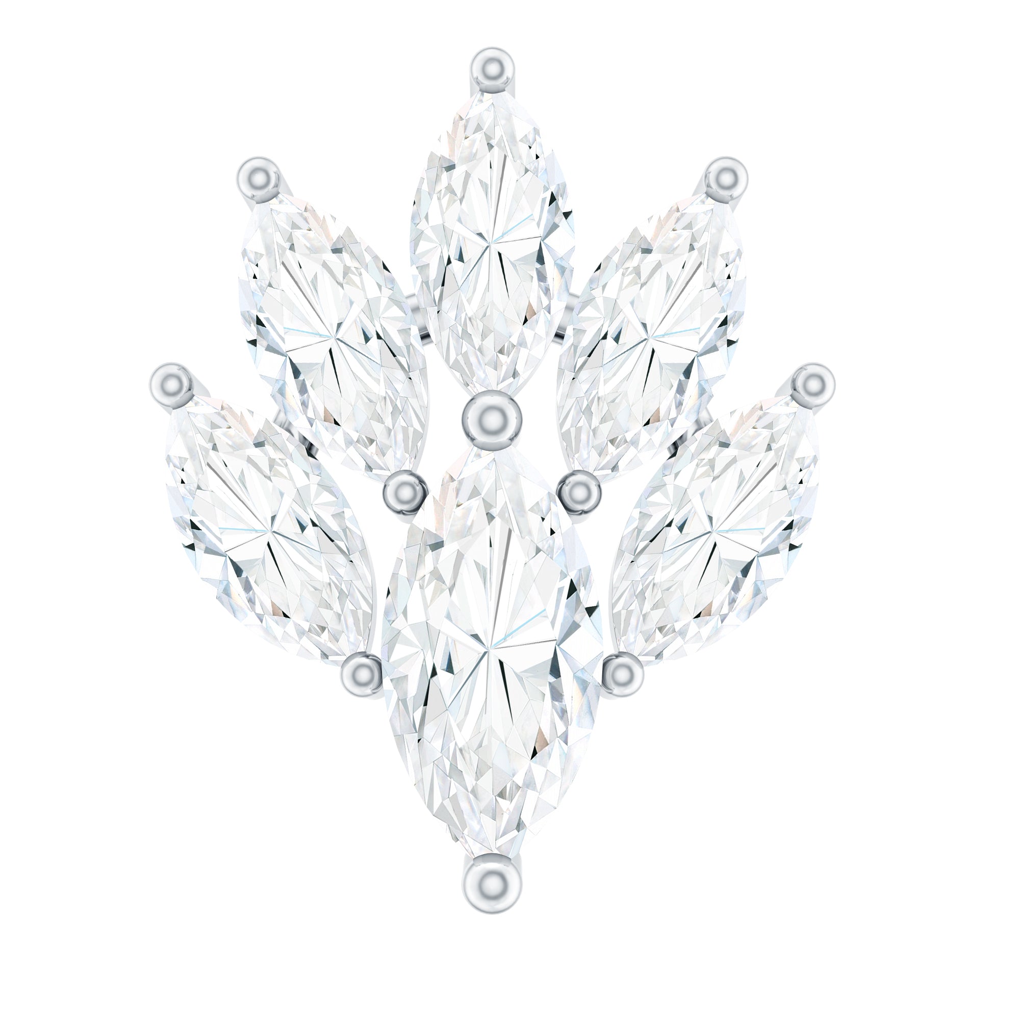 Marquise Moissanite Cluster Leaf Earring for Cartilage Piercing D-VS1 - Rosec Jewels