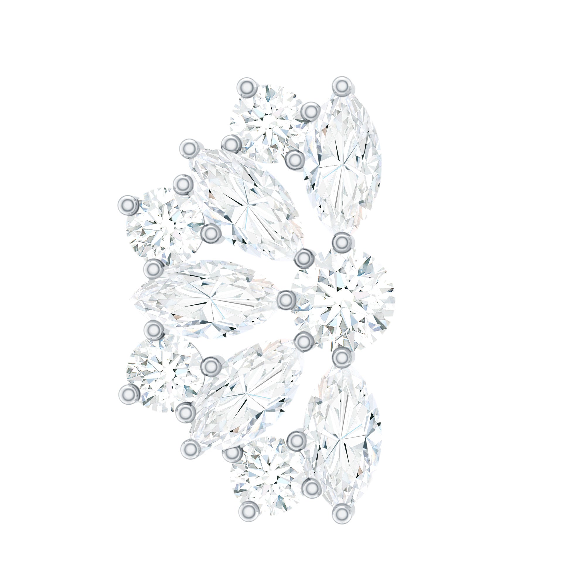 Natural Marquise and Round Diamond Floral Cartilage Earring Natural - ( HI-SI ) - Rosec Jewels