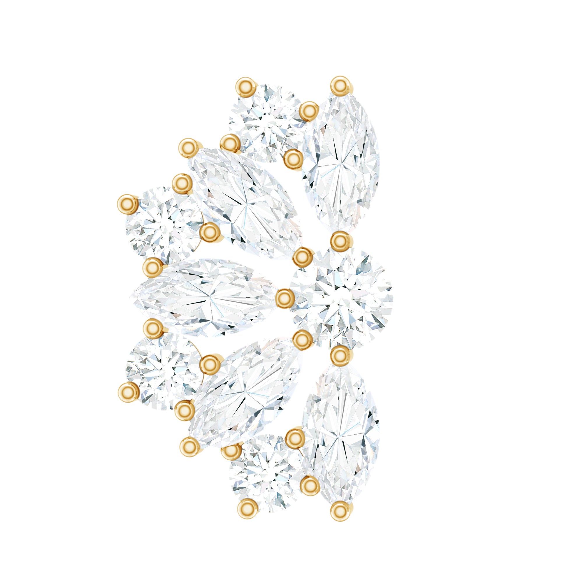 Natural Marquise and Round Diamond Floral Cartilage Earring Natural - ( HI-SI ) - Rosec Jewels