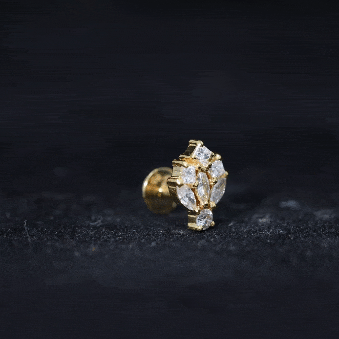 Real Diamond Designer Earring for Cartilage Piercing Natural - ( HI-SI ) - Rosec Jewels