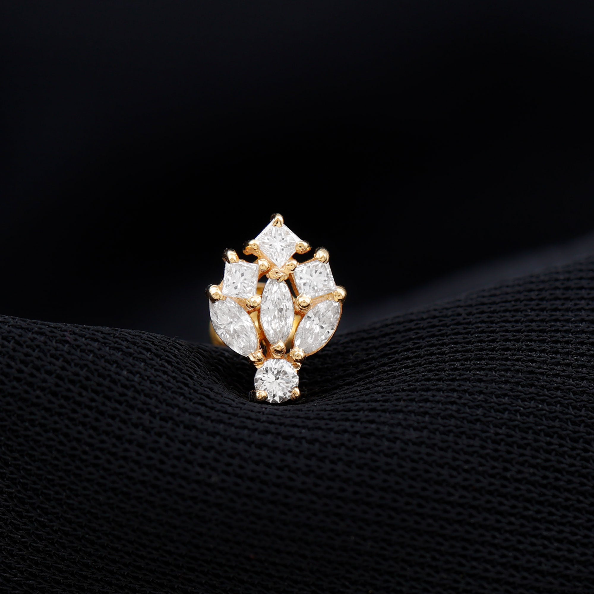 Real Diamond Designer Earring for Cartilage Piercing Natural - ( HI-SI ) - Rosec Jewels