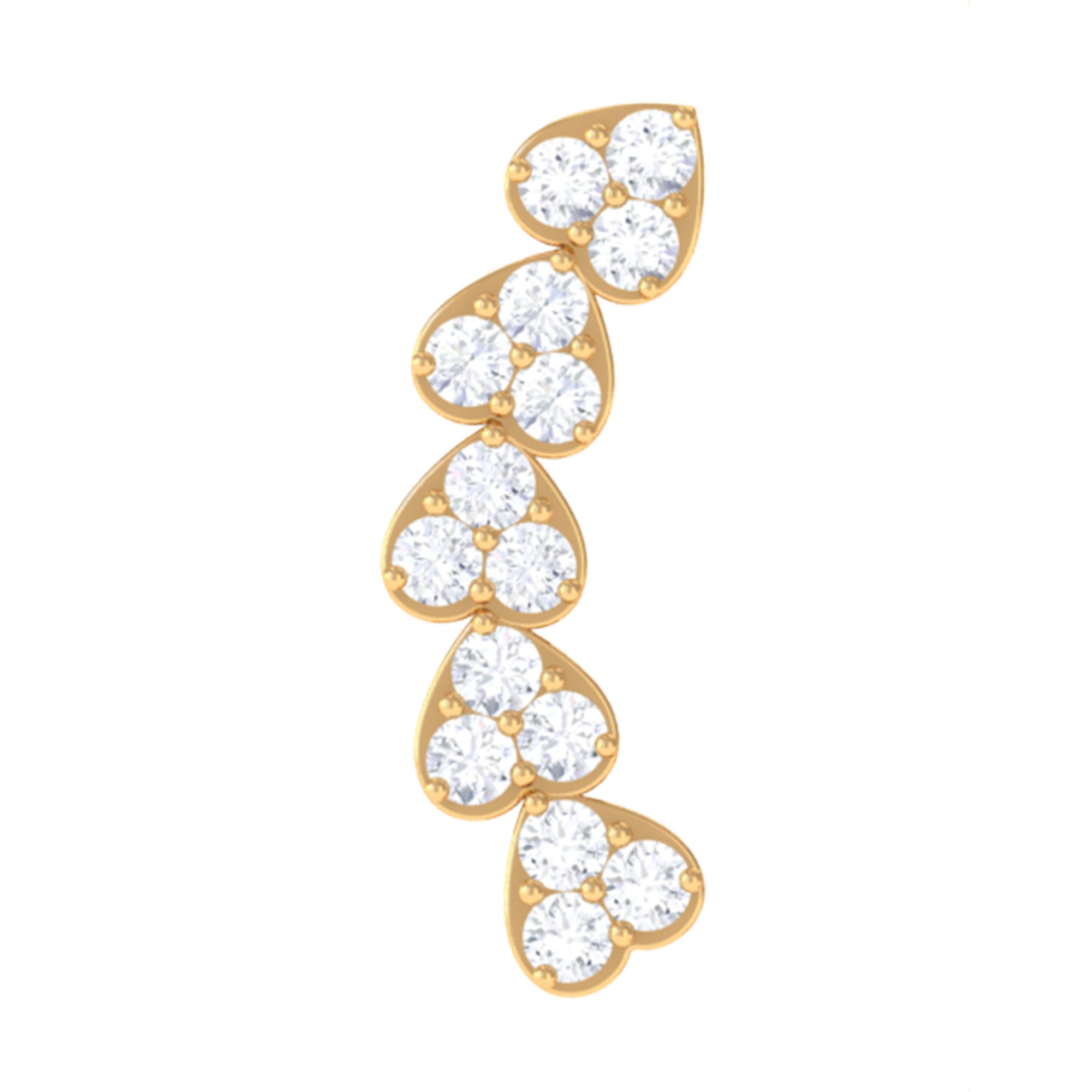 Certified Moissanite Heart Curved Crawler Earring D-VS1 - Rosec Jewels