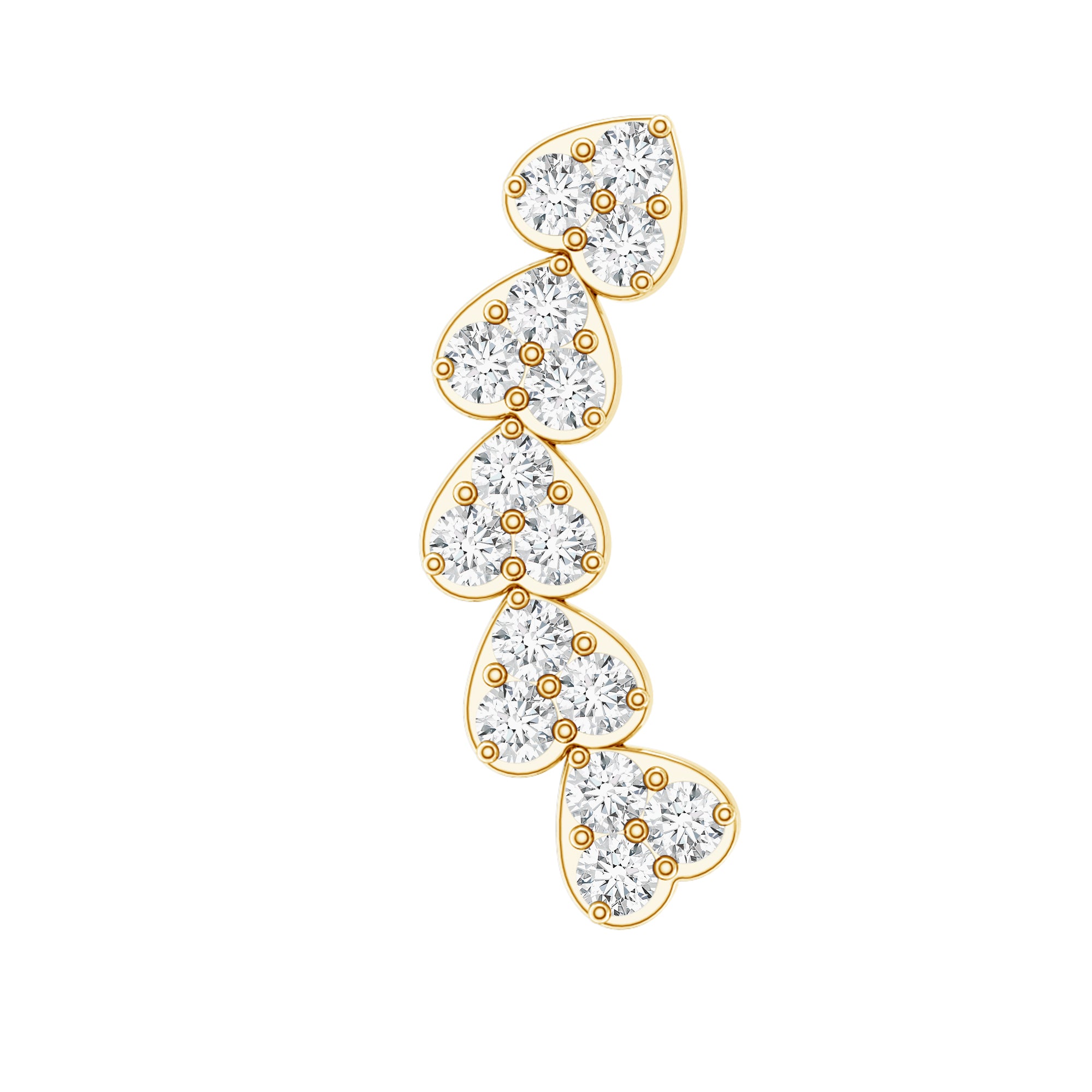 Certified Moissanite Heart Curved Crawler Earring D-VS1 - Rosec Jewels