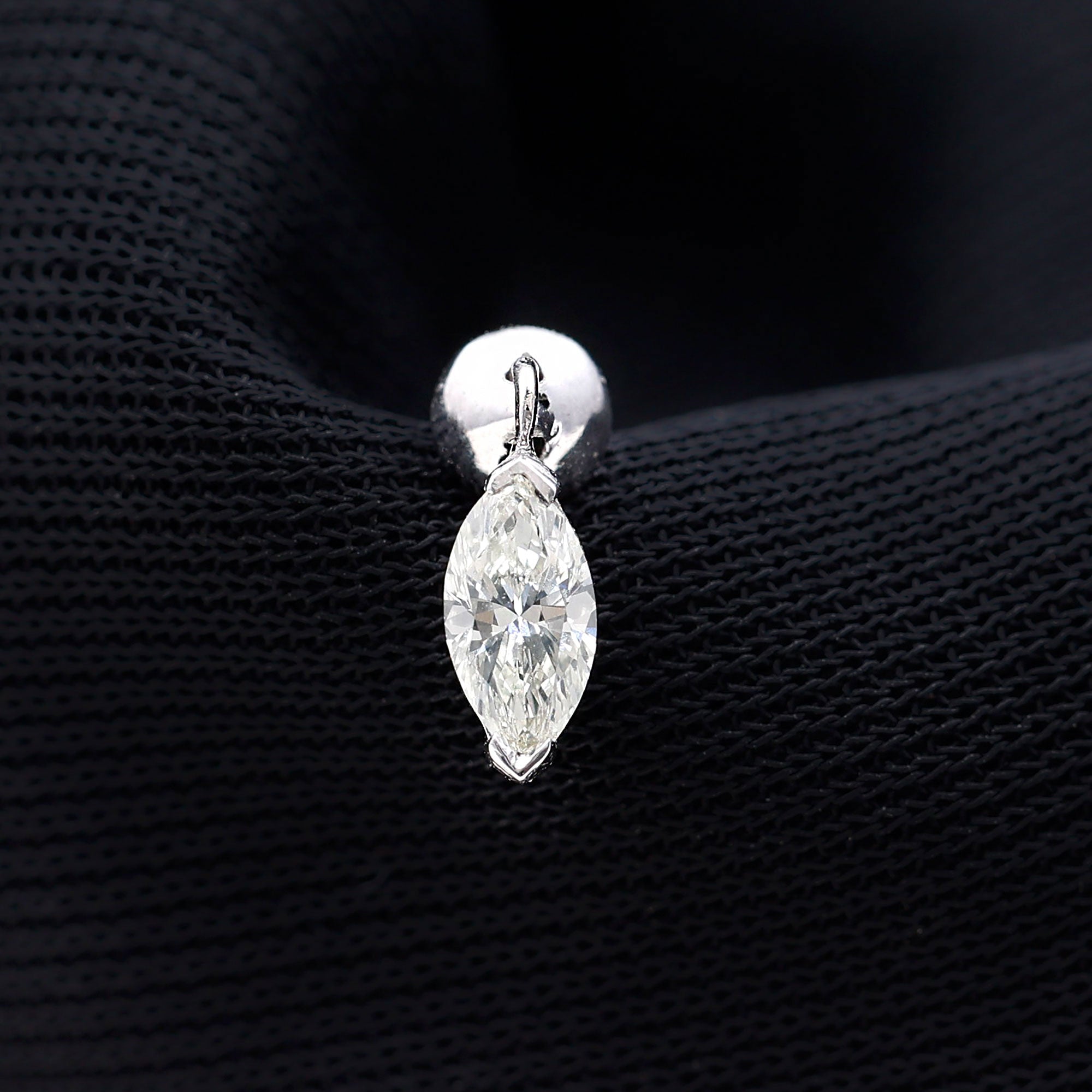 Marquise Diamond Cartilage Dangle Earring Natural - ( HI-SI ) - Rosec Jewels