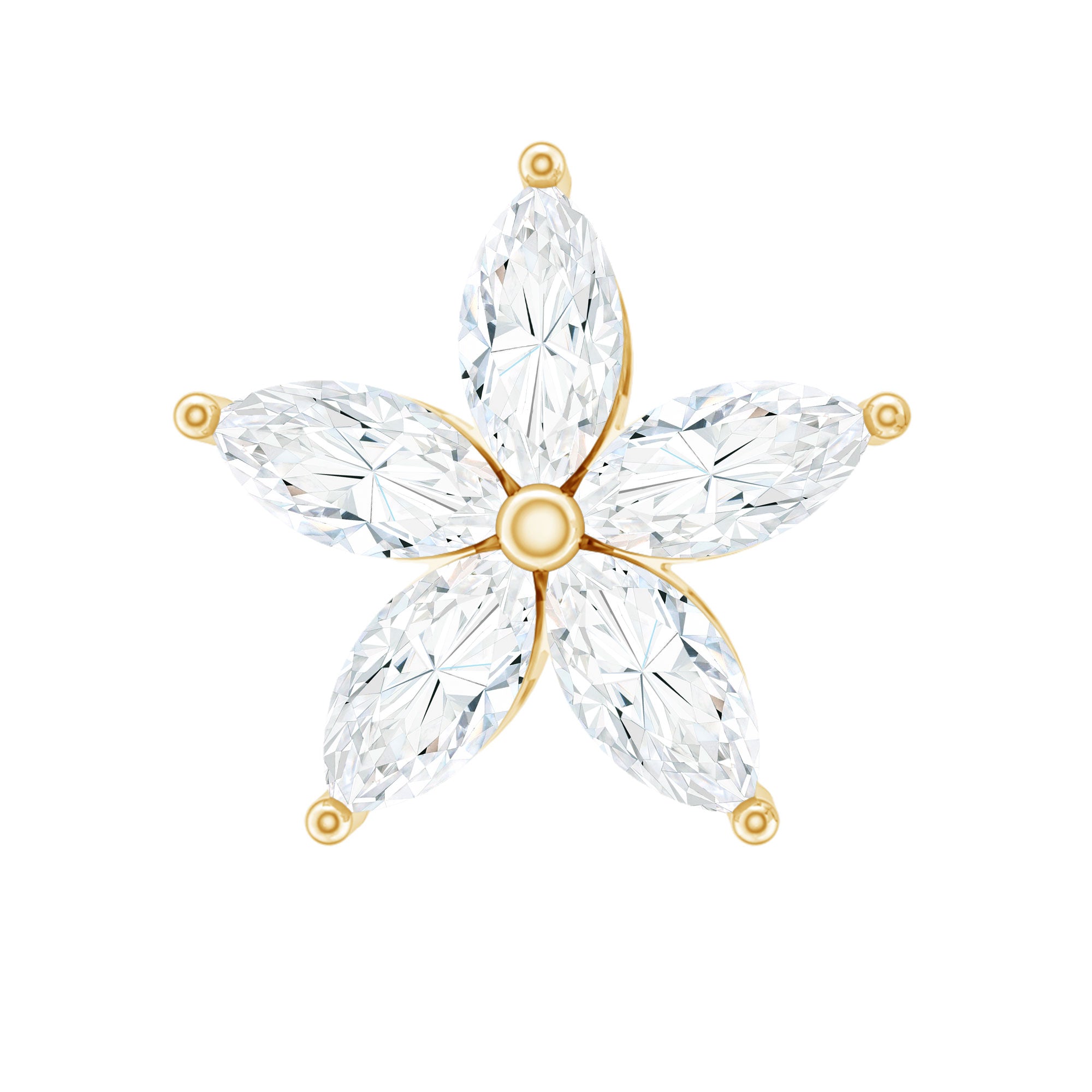 Marquise Cut Moissanite Floral Earring for Cartilage Piercing D-VS1 - Rosec Jewels