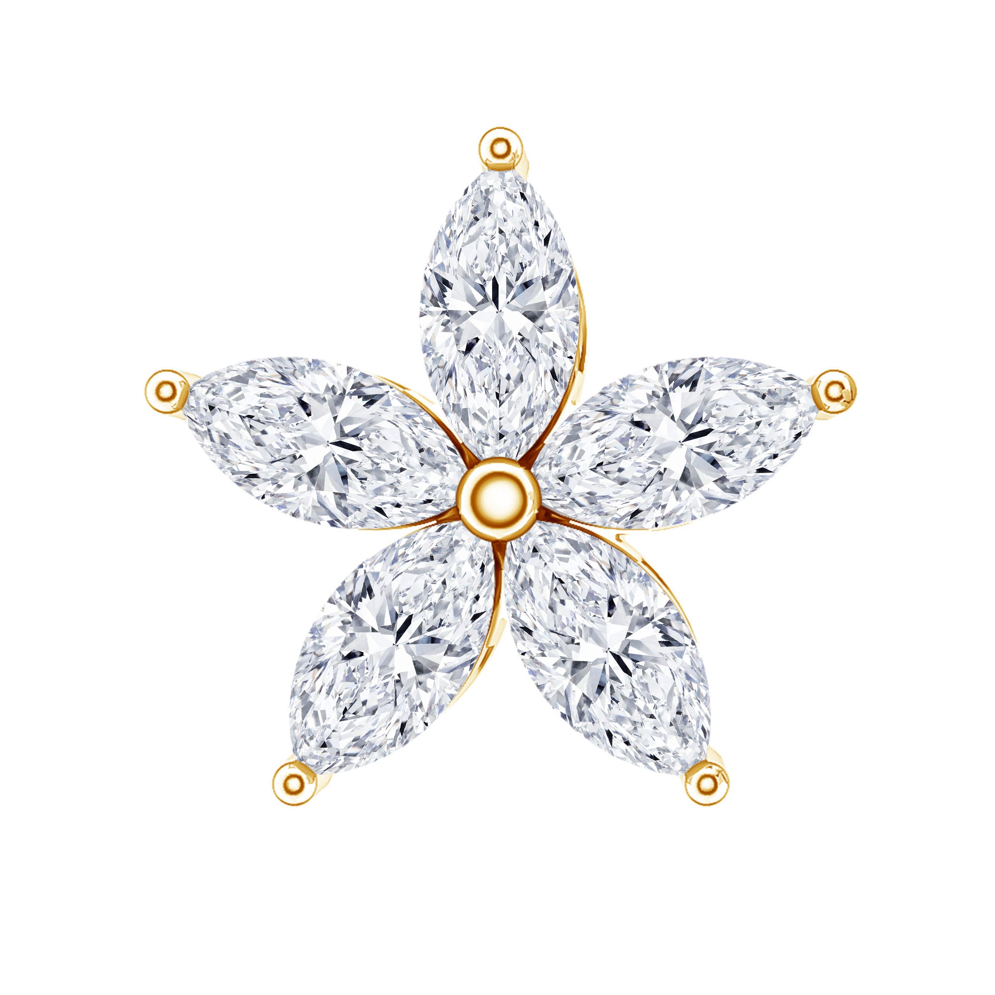 Marquise Cut Moissanite Floral Earring for Cartilage Piercing D-VS1 - Rosec Jewels
