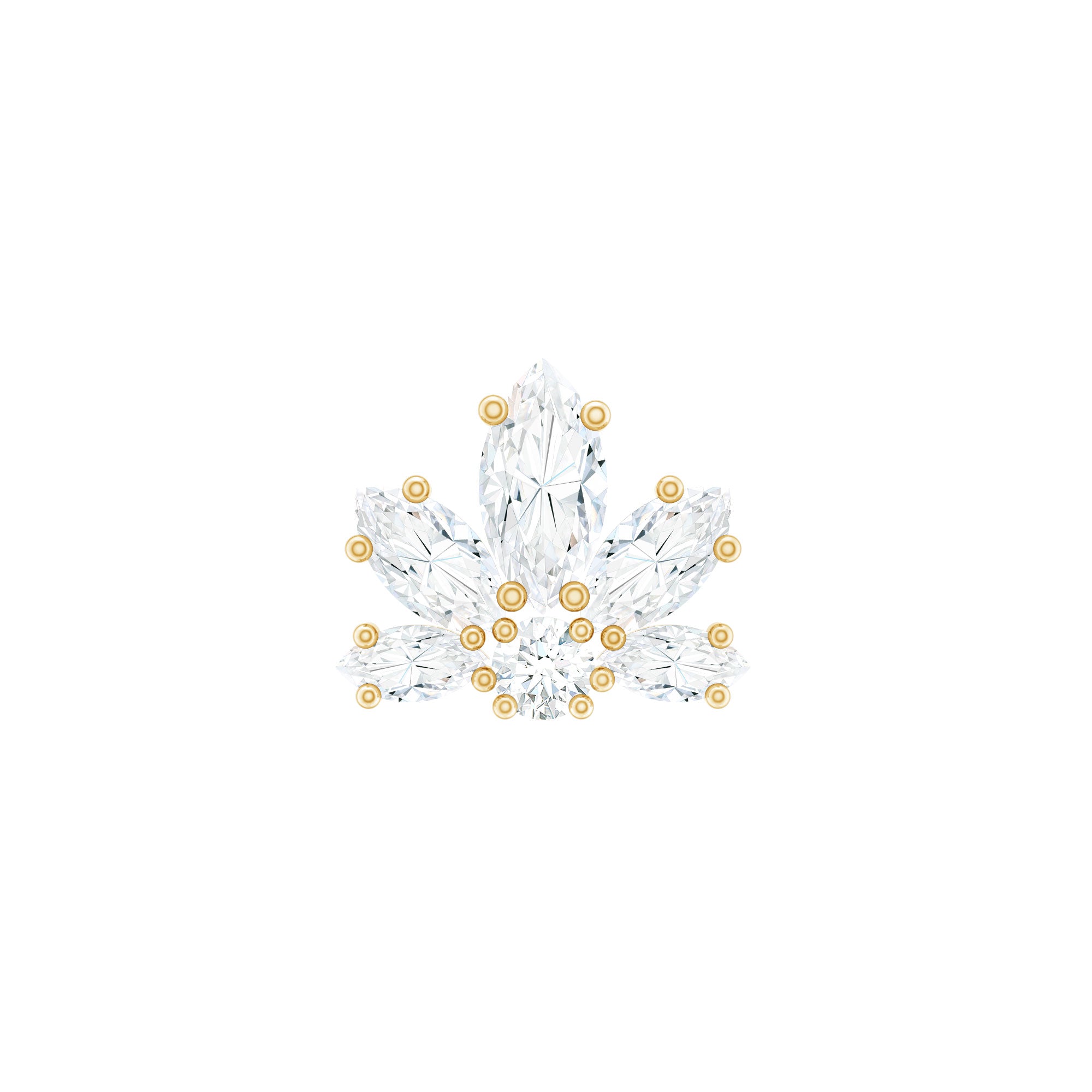 Marquise Diamond Lotus Earring for Upper Lobe Piercing