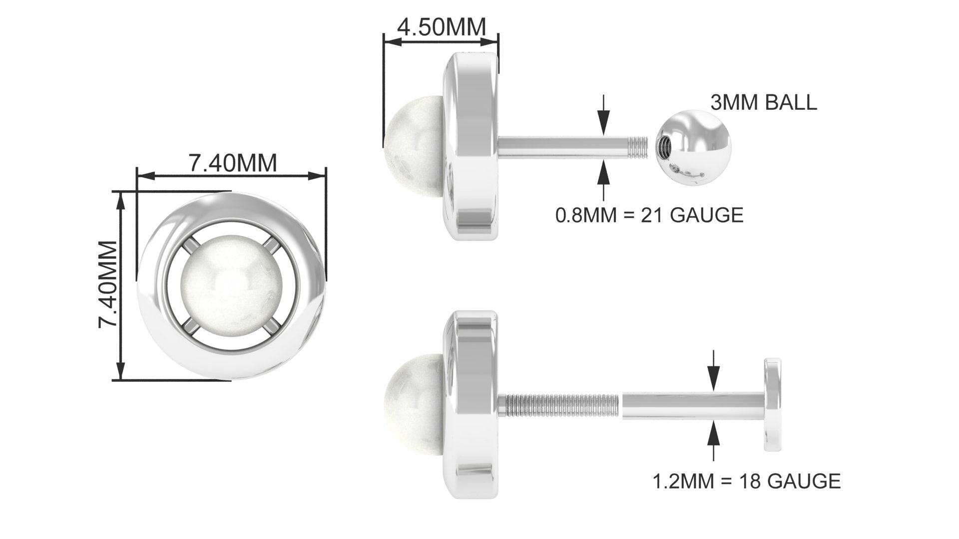 Rosec Jewels-Circle Freshwater Pearl Earring for Helix Piercing