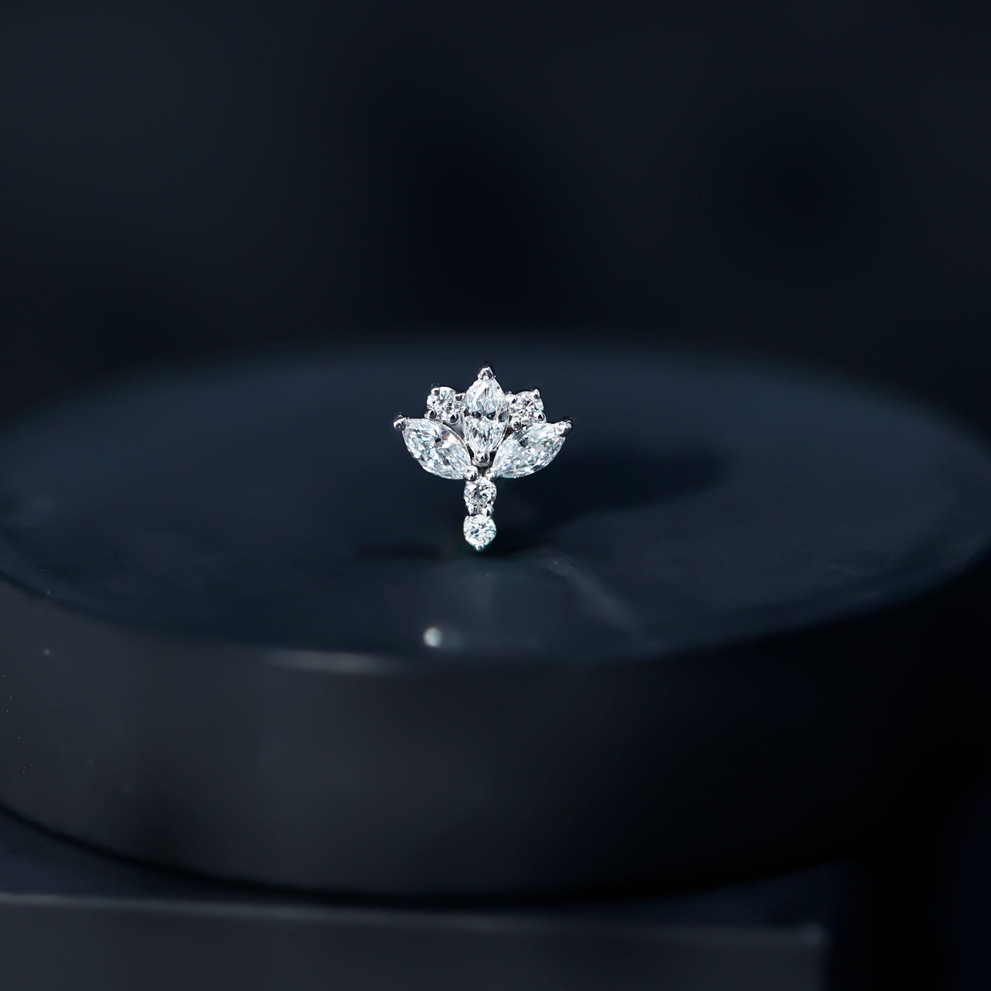 Diamond Lotus Cartilage Earring Natural - ( HI-SI ) - Rosec Jewels