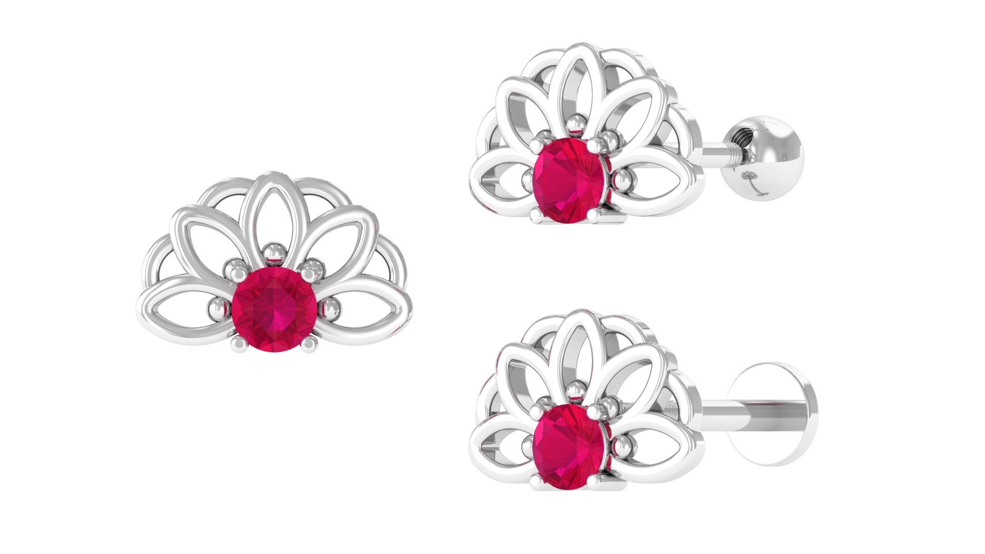 Rosec Jewels-Natural Ruby Lotus Cartilage Earring