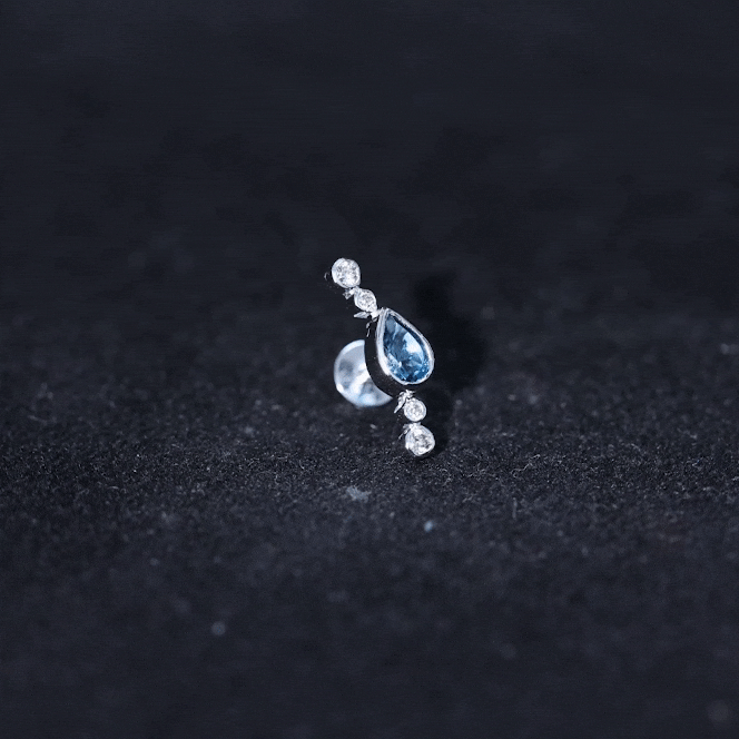 London Blue Topaz Ear Crawler Earring with Diamond AAA - Rosec Jewels