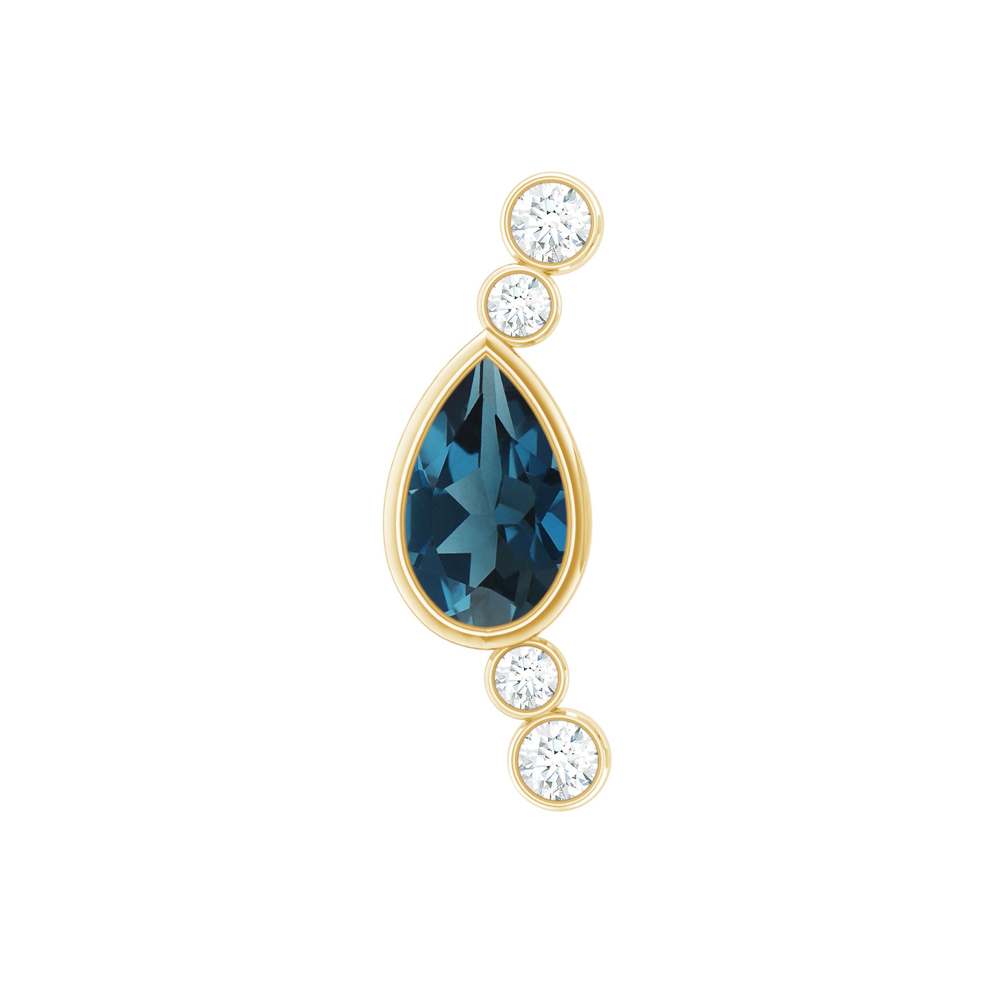 London Blue Topaz Ear Crawler Earring with Diamond AAA - Rosec Jewels