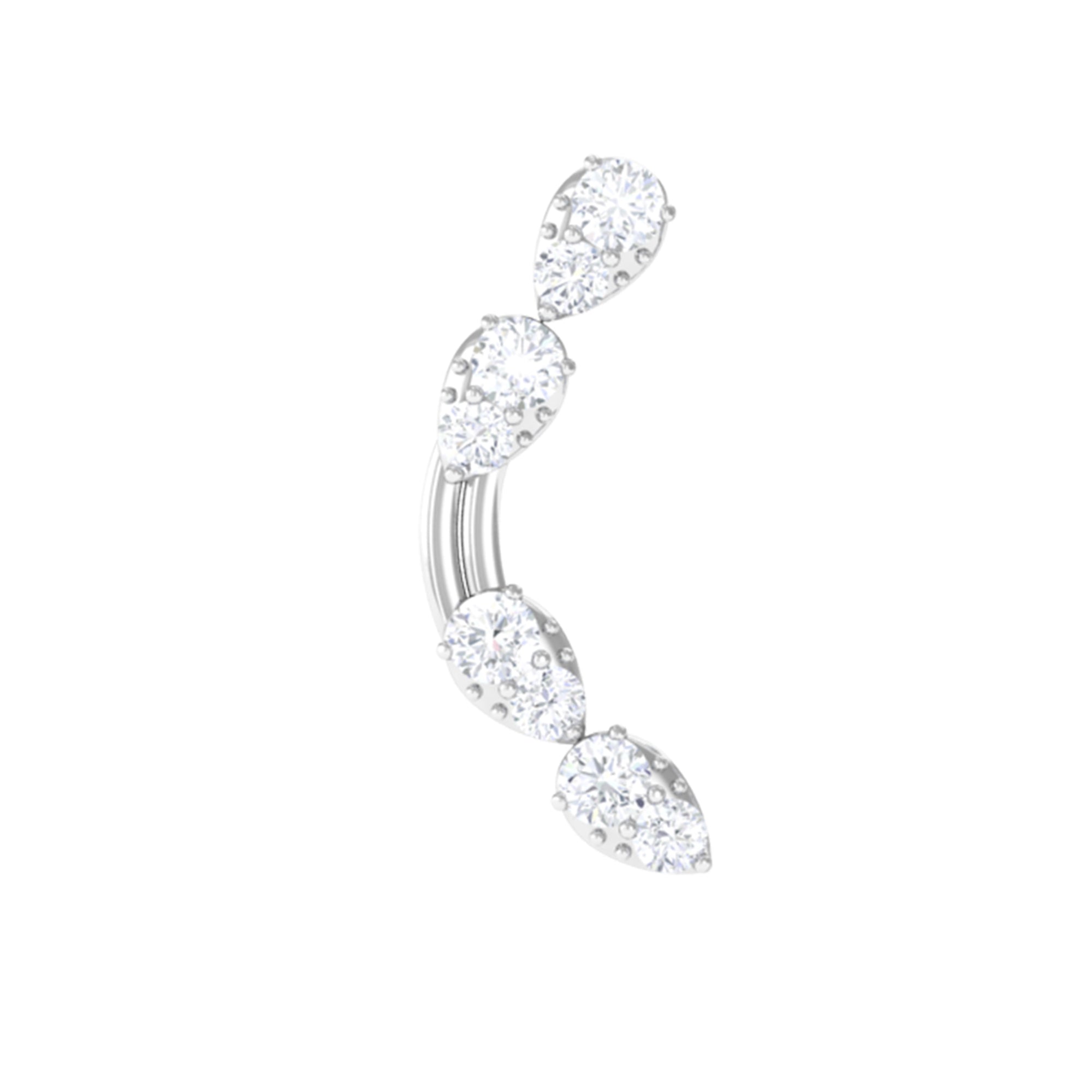 Certified Moissanite Curved Helix Earring for Her D-VS1 - Rosec Jewels