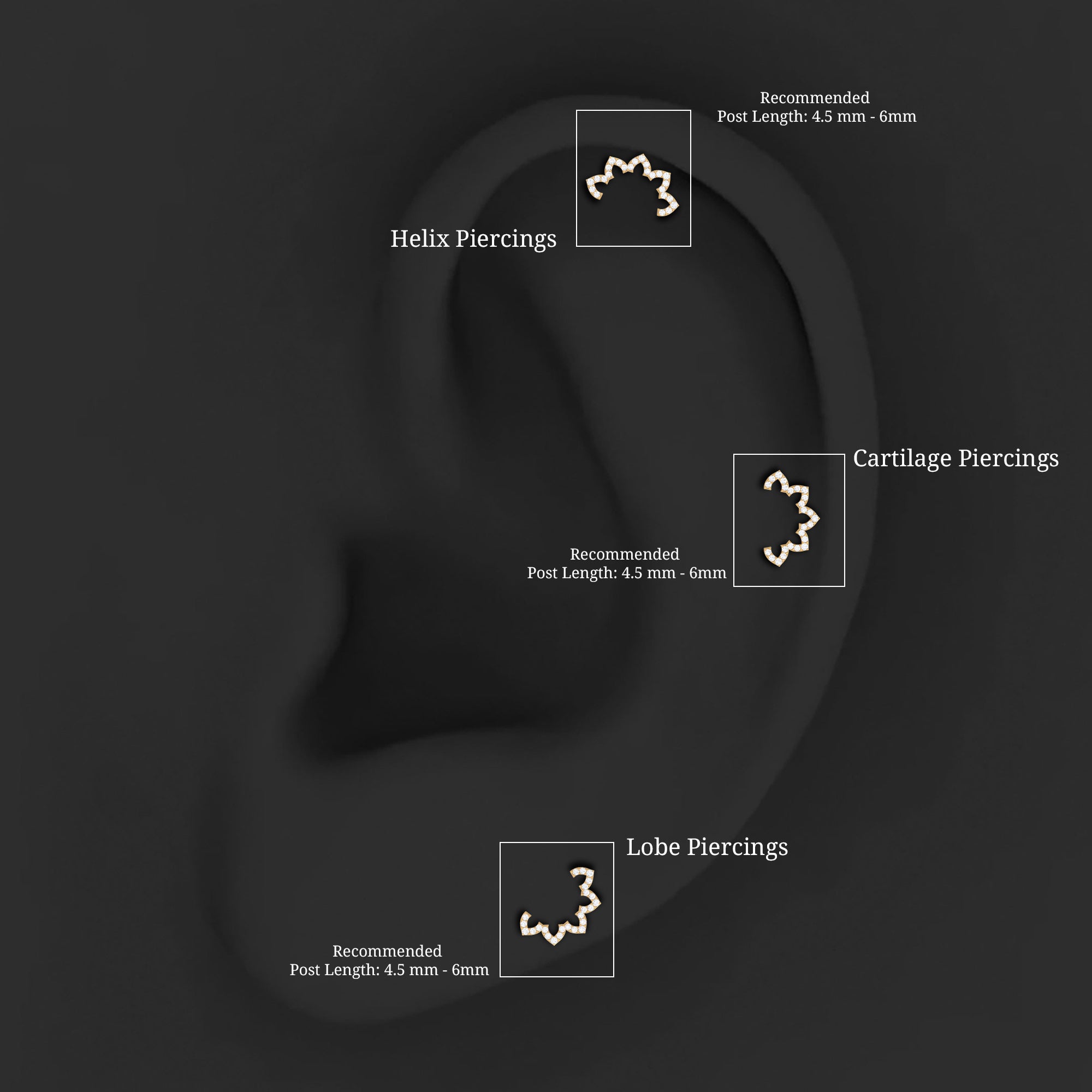 Certified Moissanite Designer Earring for Cartilage Piercing D-VS1 - Rosec Jewels